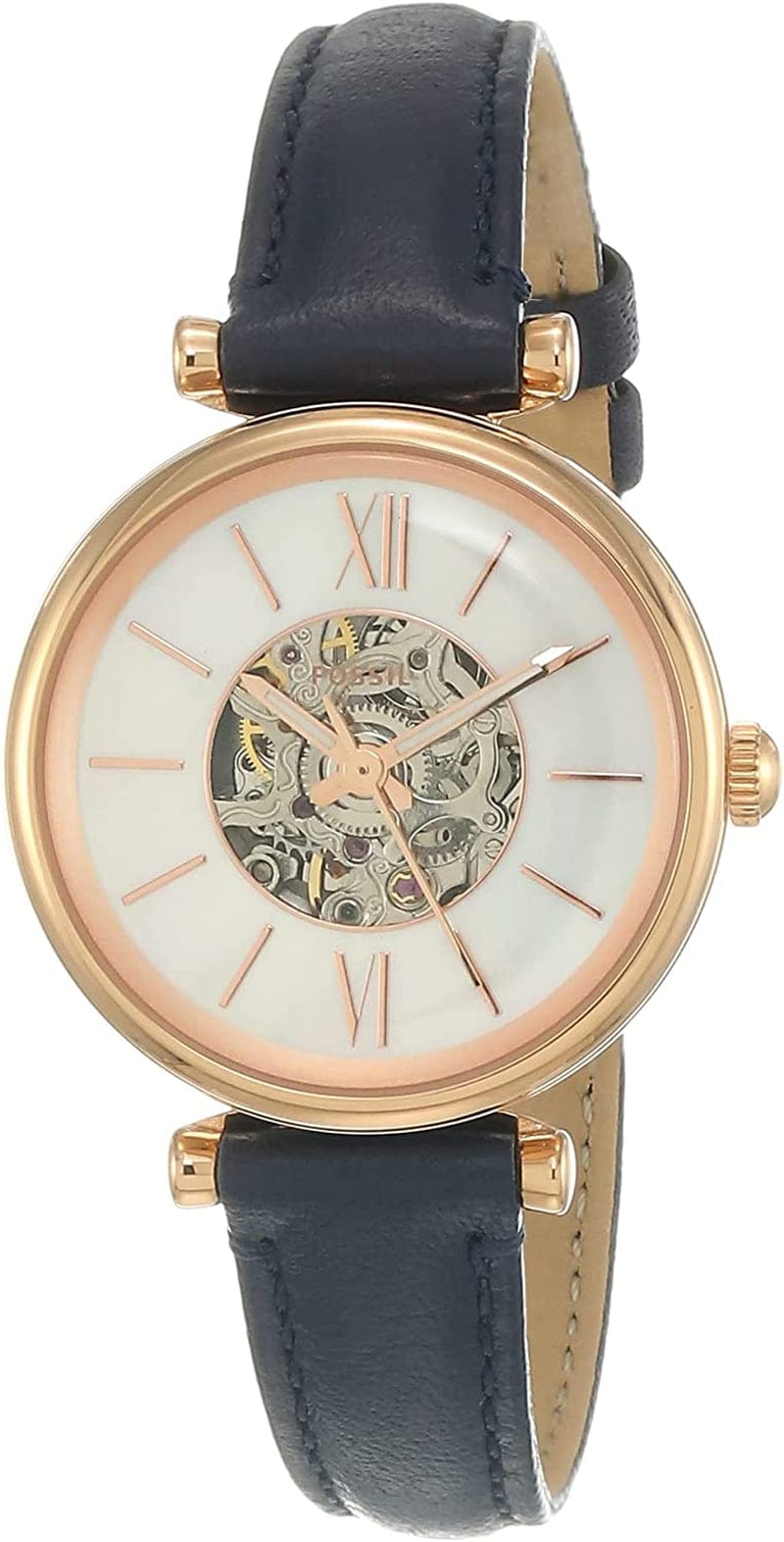 Women'S Carlie Mini Quartz Stainless Steel and Leather Watch Rose Gold/Navy