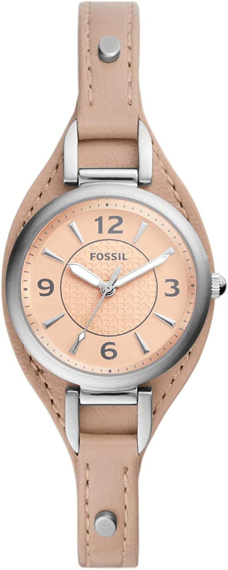Women'S Carlie Mini Quartz Stainless Steel and Leather Watch Silver/Cream Cuff