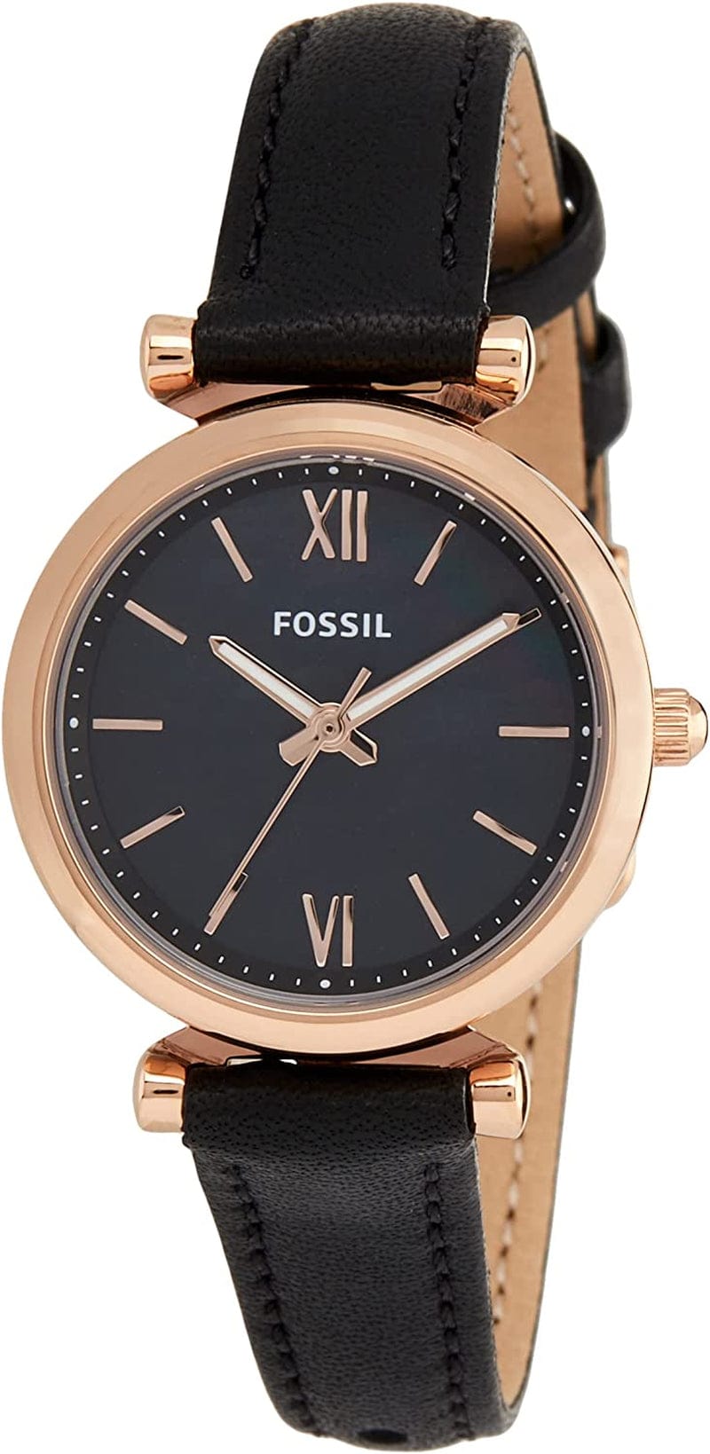 Women'S Carlie Mini Quartz Stainless Steel and Leather Watch Black