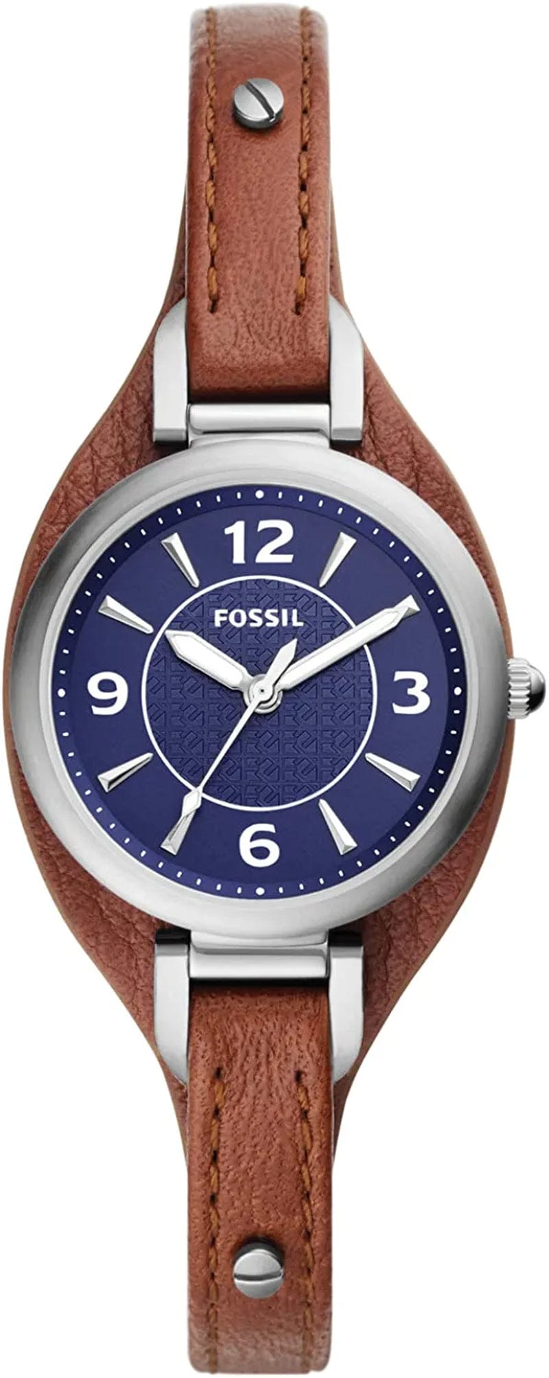 Women'S Carlie Mini Quartz Stainless Steel and Leather Watch Silver/Blue/Brown Cuff
