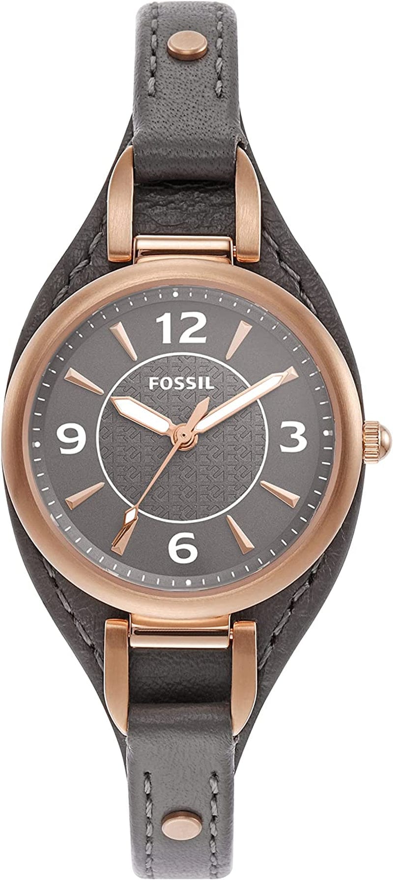 Women'S Carlie Mini Quartz Stainless Steel and Leather Watch Rose Gold/Gray Cuff