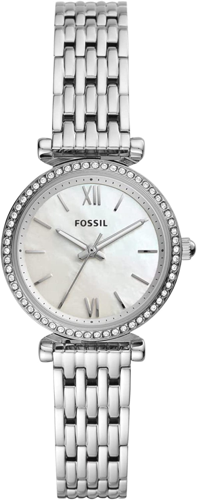 Women'S Carlie Mini Quartz Stainless Steel Dress Watch Silver/Mother of Pearl