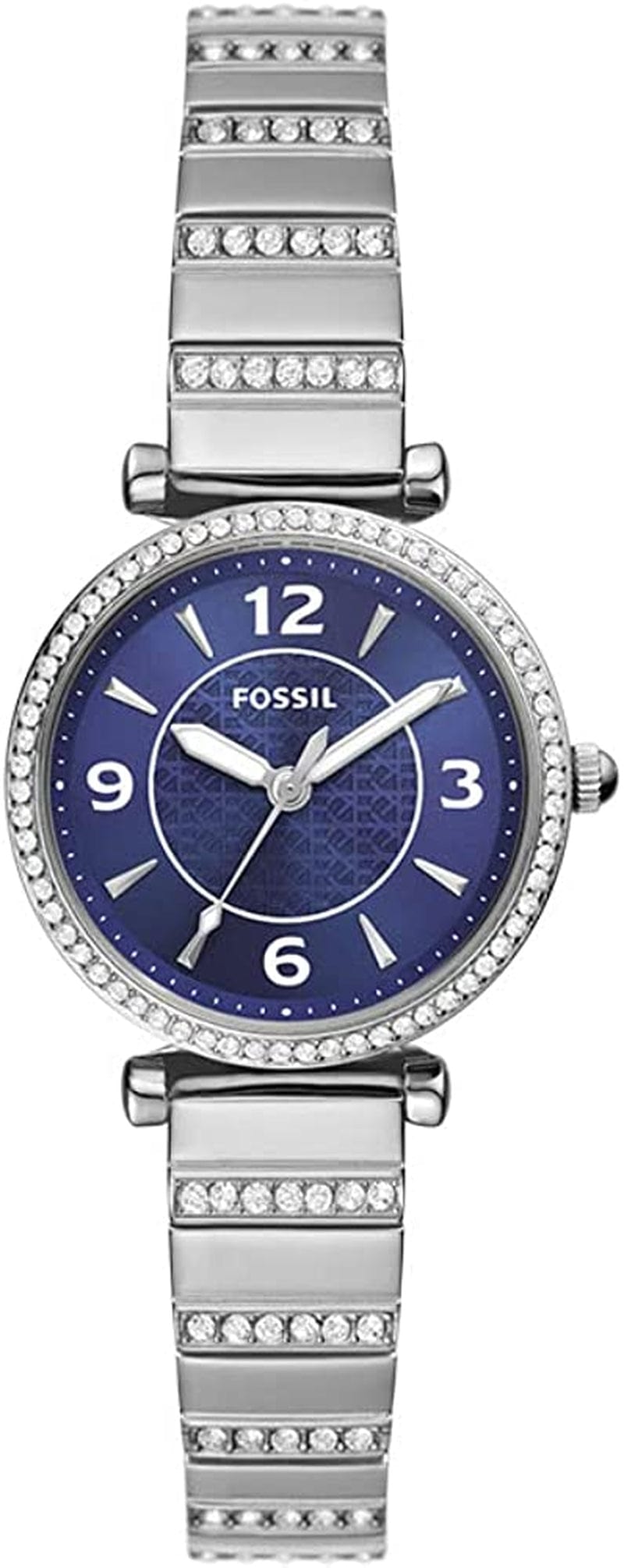 Women'S Carlie Mini Quartz Stainless Steel Dress Watch Silver Glitz/Blue