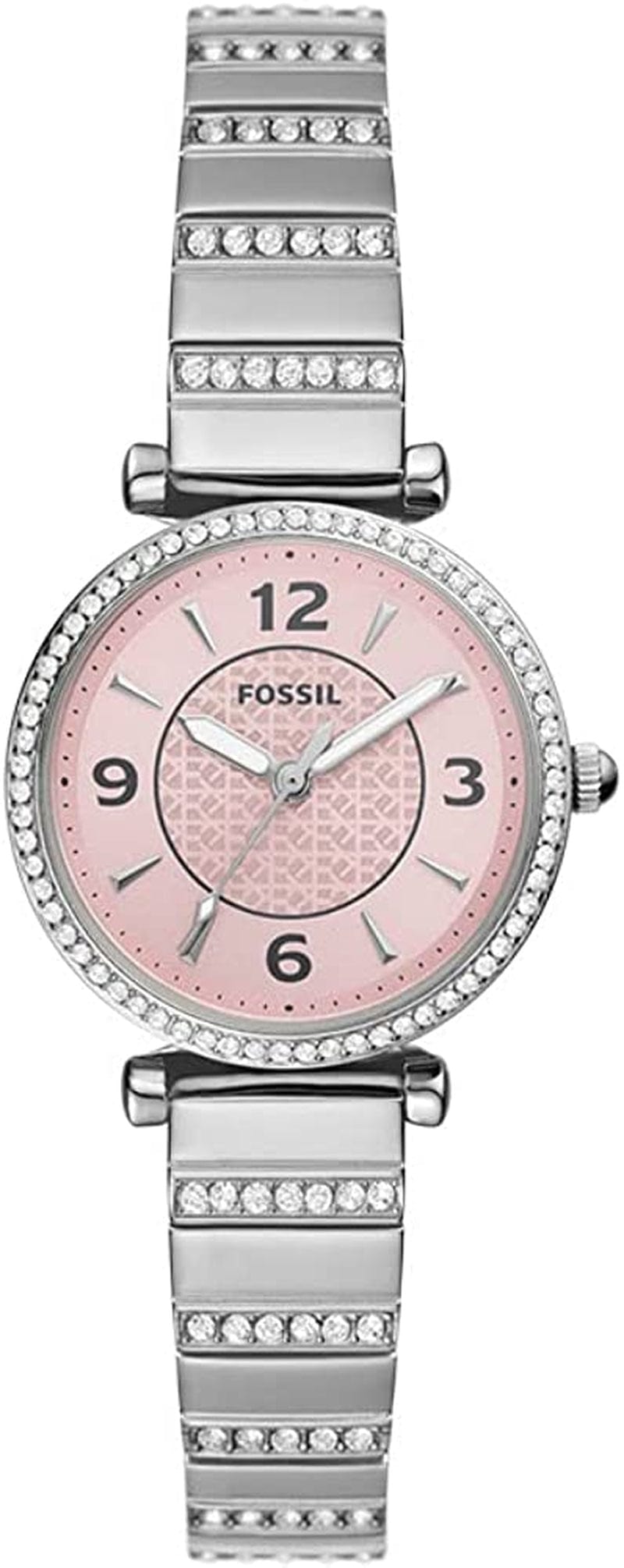 Women'S Carlie Mini Quartz Stainless Steel Dress Watch Silver Glitz/Pink