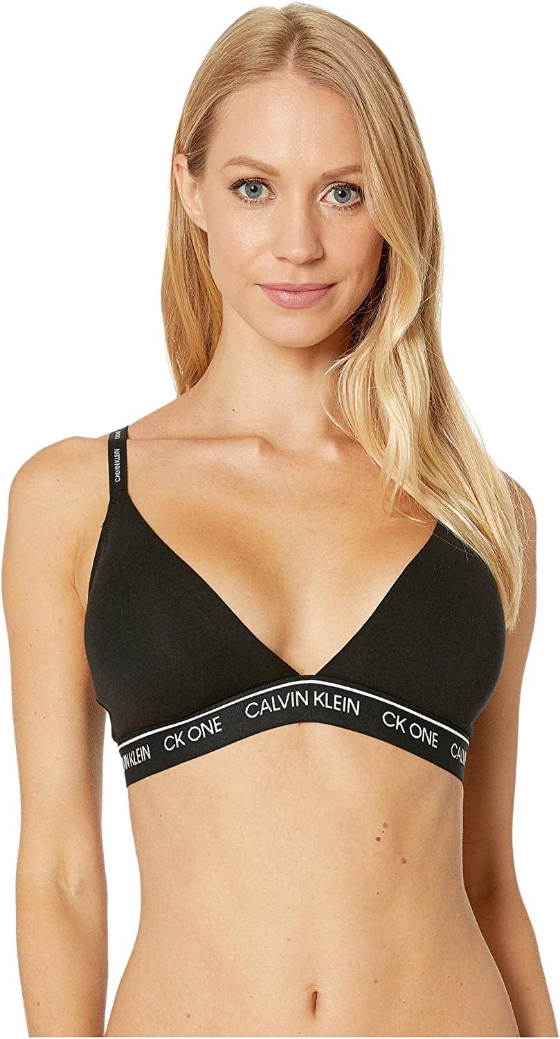 Women'S Ck One Cotton Lightly Lined Triangle Bralette Black / X-Large