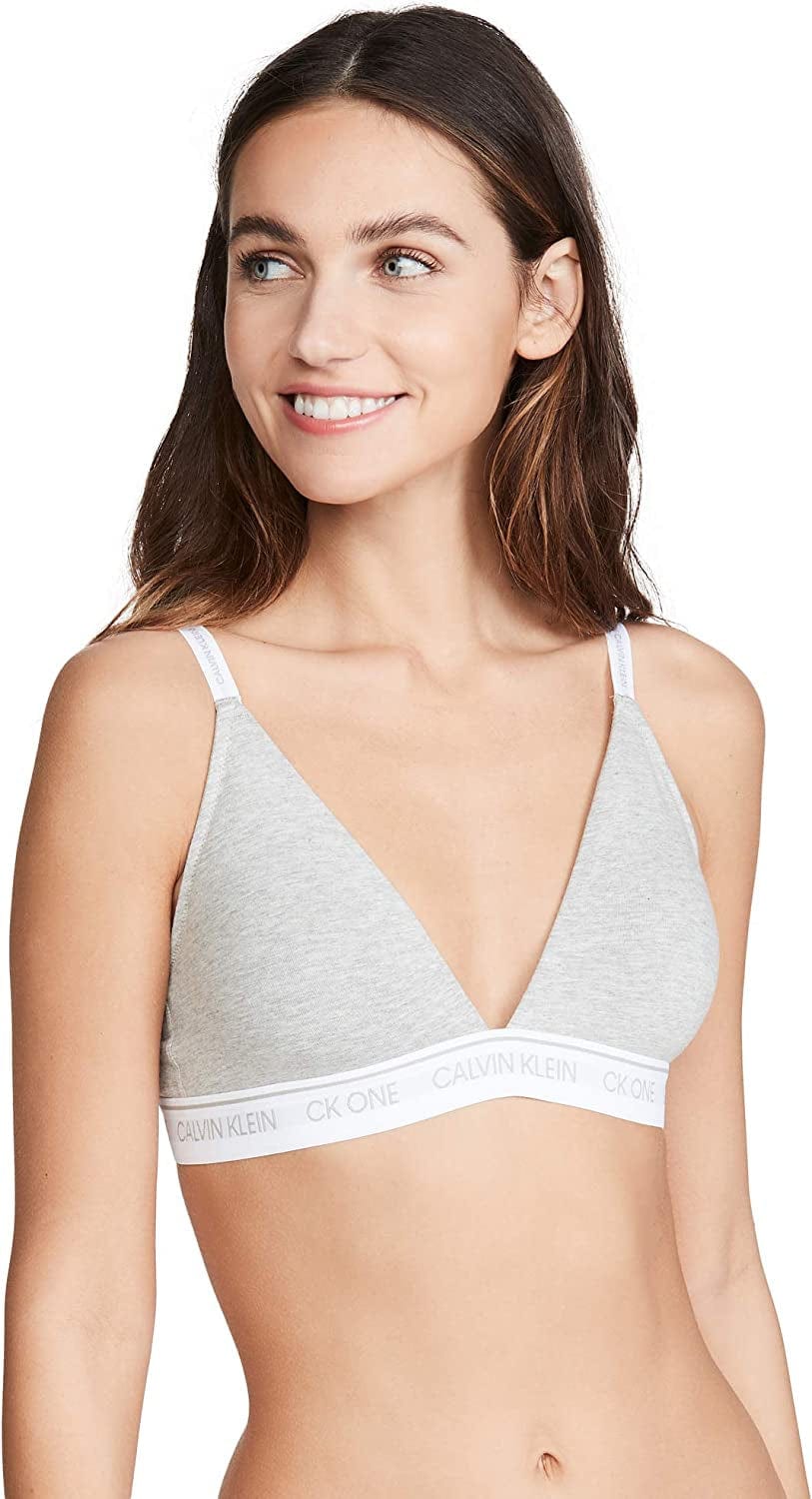 Women'S Ck One Cotton Lightly Lined Triangle Bralette Grey Heather / X-Small