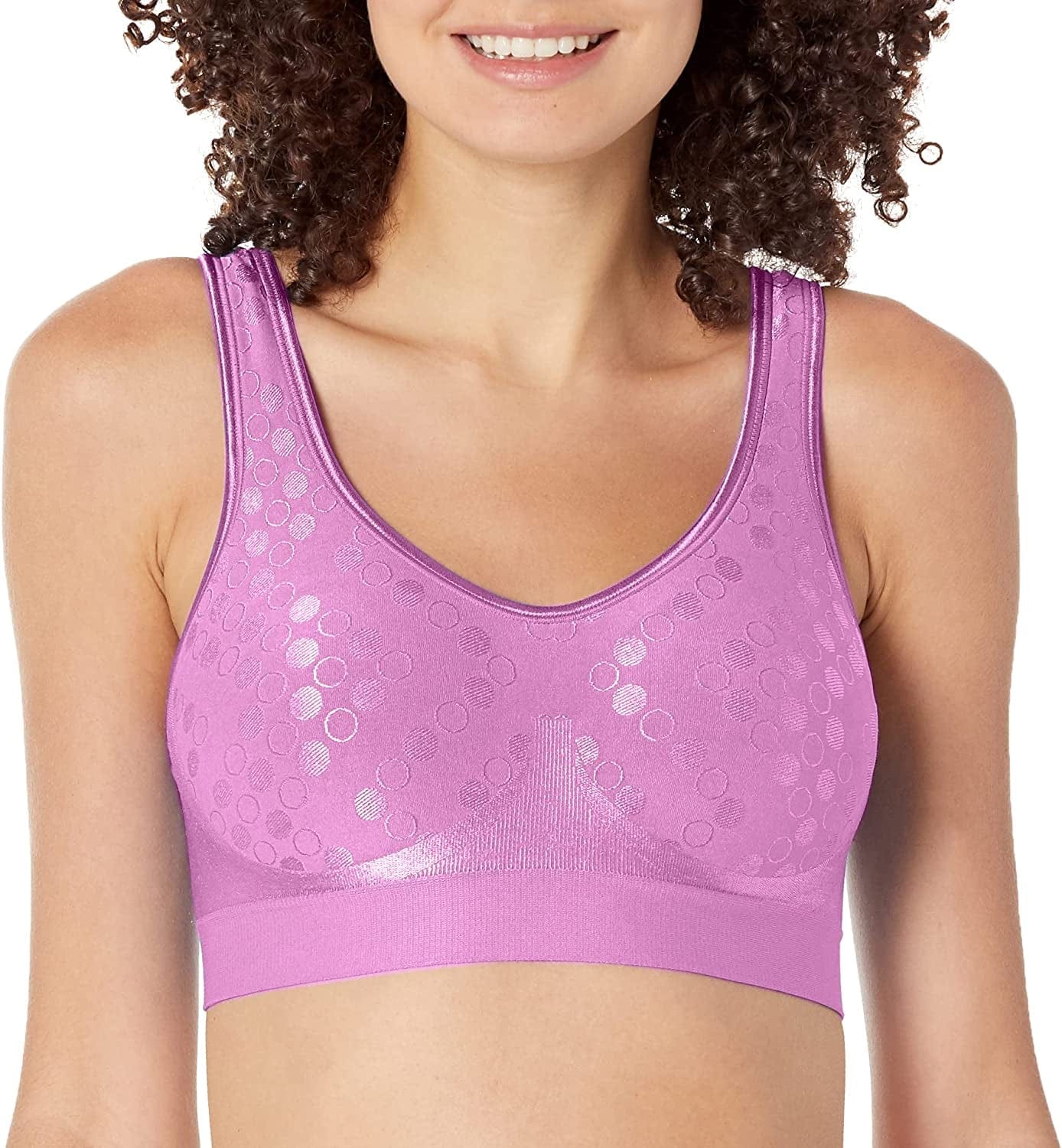 Women'S Comfort Revolution Full-Coverage Wireless Bra, Foam Wirefree T-Shirt Bra, DF3488 Magenta Quartz Dot / 3X-Large