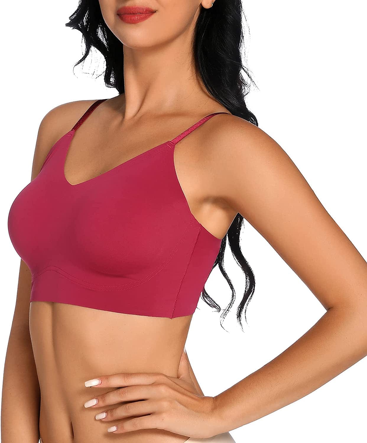 Women'S Comfortable No Steel Ring No Trace Wireless Triangle Bra V-Neck Soft and Light Bra