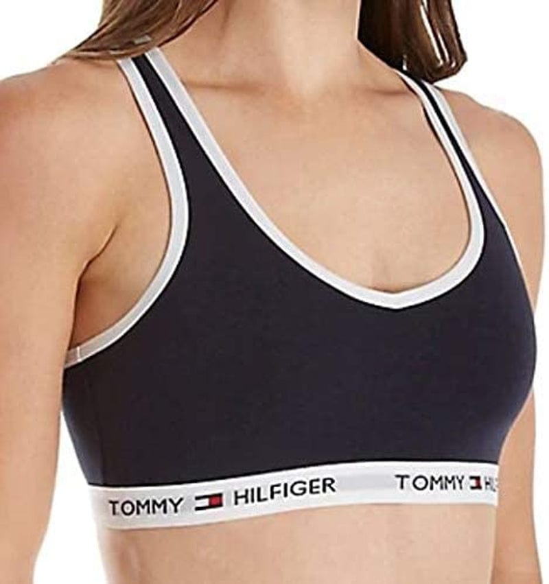 Women'S Cotton Lounge Bralette Bra Heather Grey With Hilfiger Arc Logo / Large