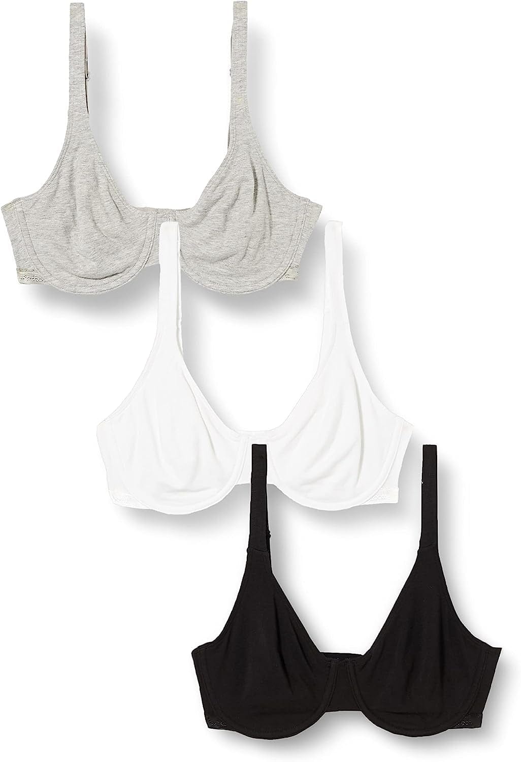 Women'S Cotton Stretch Extreme Comfort Bra Black/White/Grey Heather / 42DD