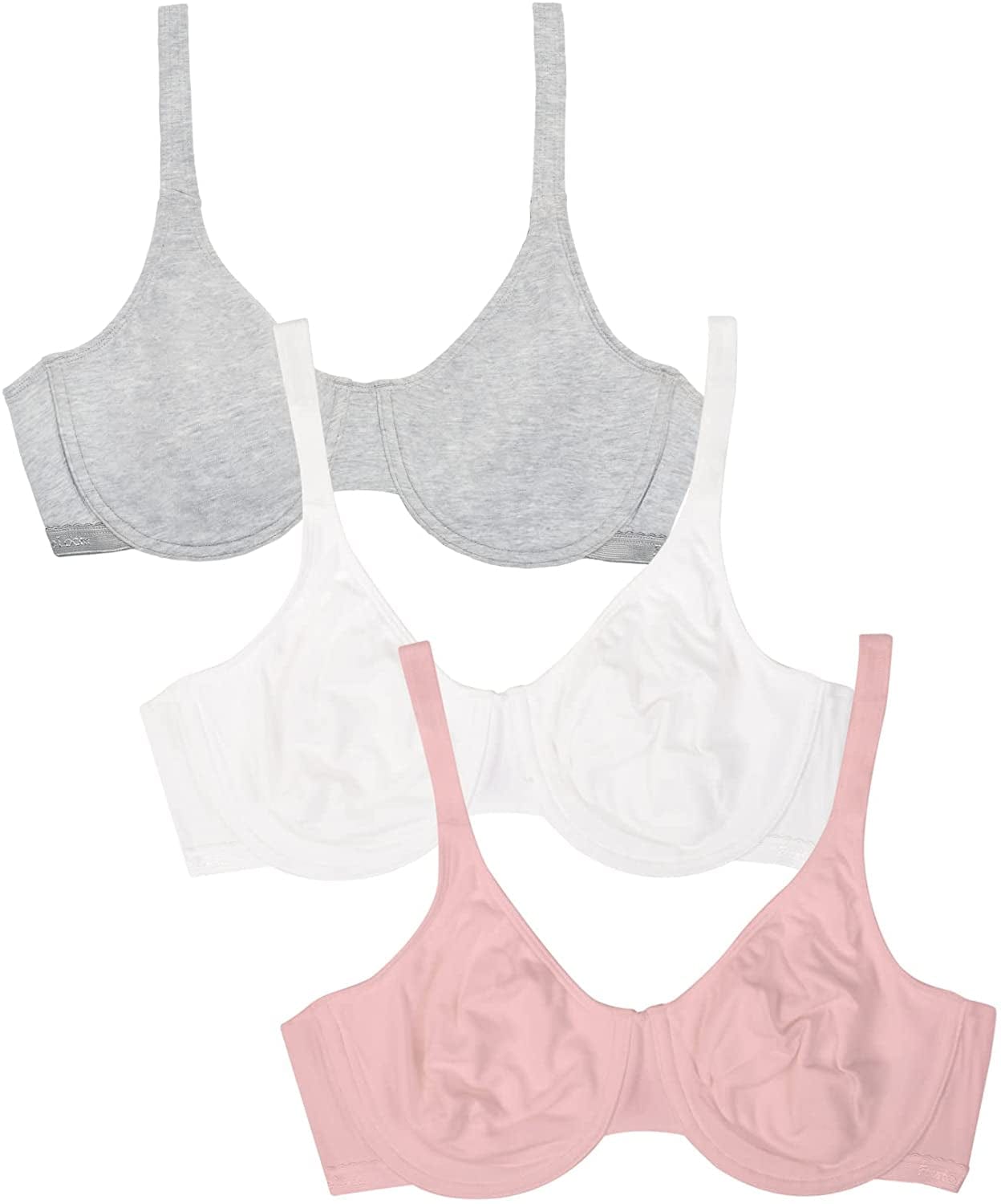 Women'S Cotton Stretch Extreme Comfort Bra Bittersweet Pink/White/Grey Heather / 40D