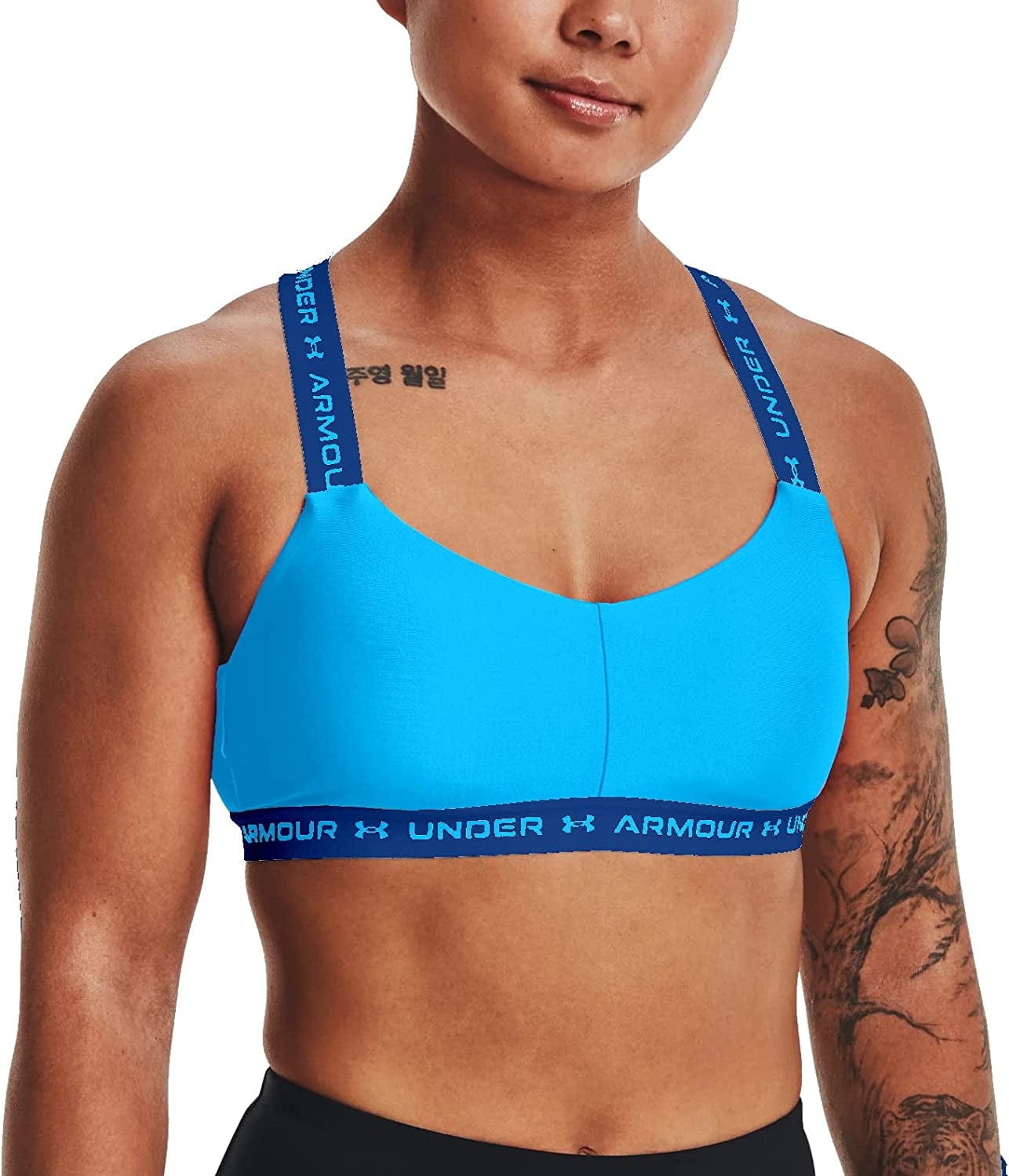 Women'S Crossback Low Bra (419) Capri / Petrol Blue / White / Large