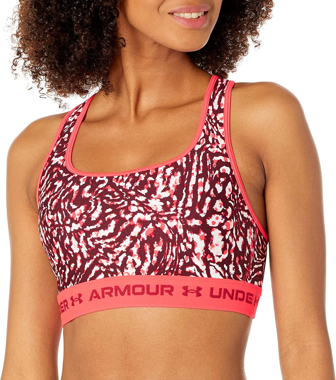 Women'S Crossback Mid Printed Bra Penta Pink (975)/Quirky Lime / Small