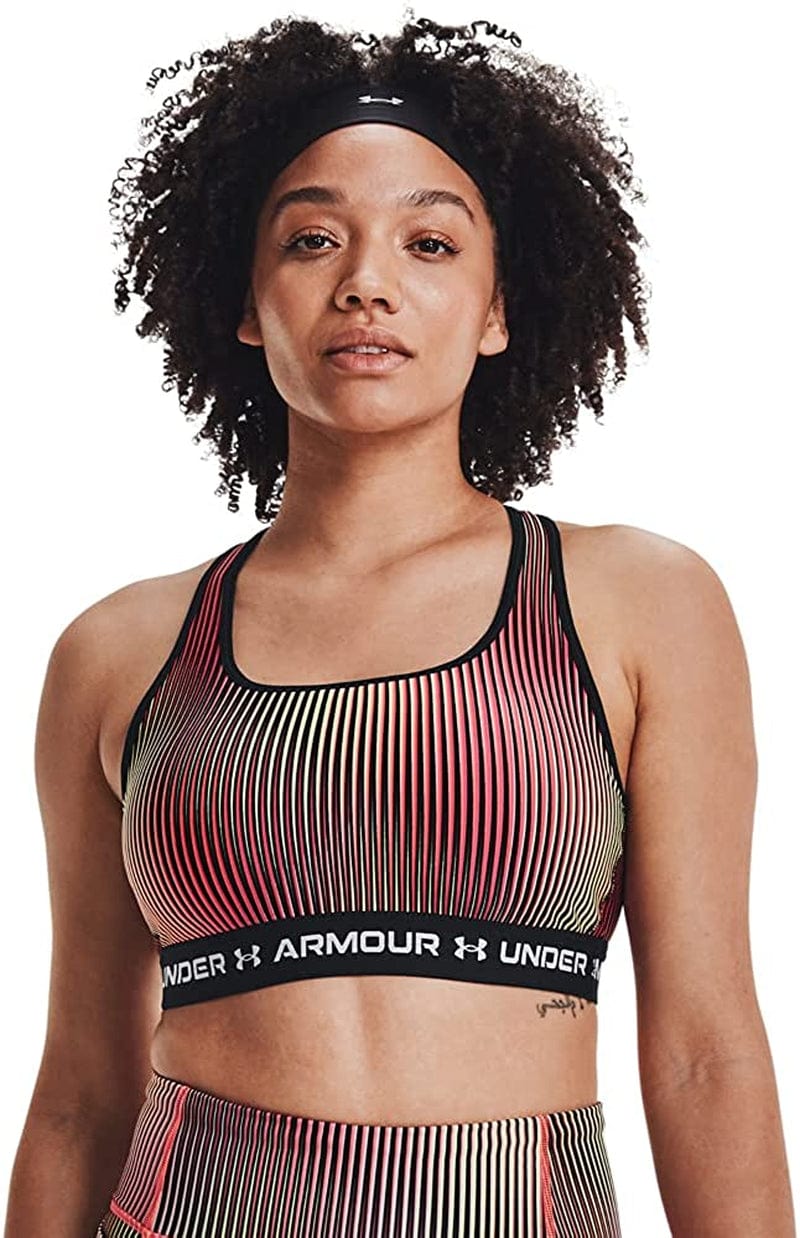 Women'S Crossback Mid Printed Bra Black (002)/White / Small