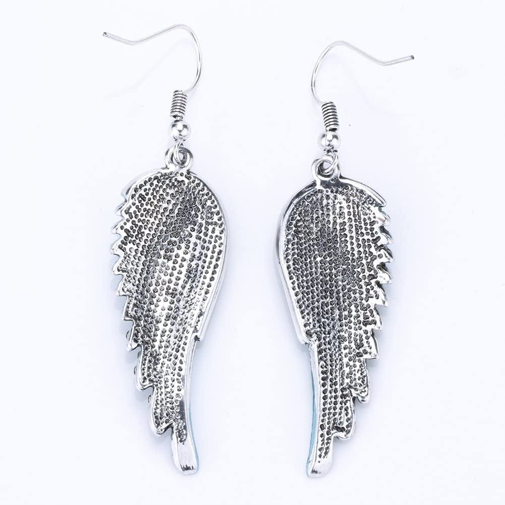 Women'S Crystal Guardian Angel Wings Hypoallergenic Dangle Earrings Biker Jewelry - 2 1/4 Inch