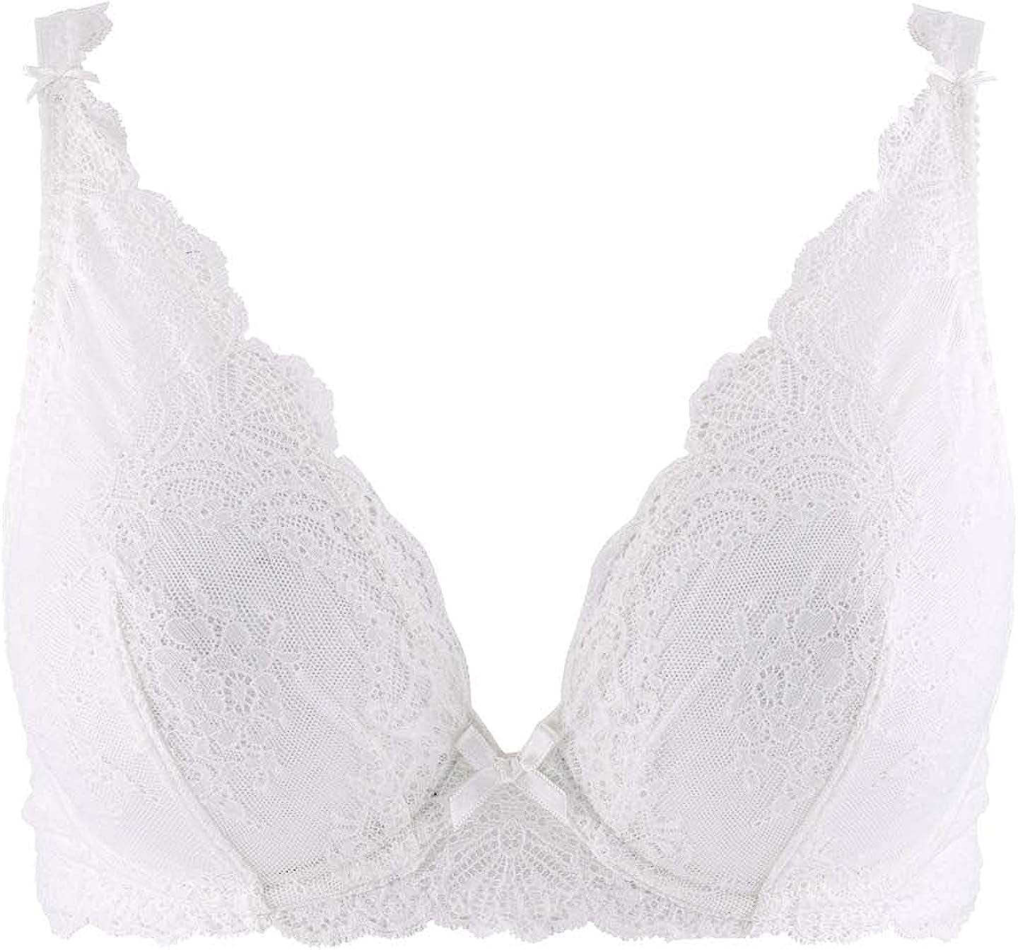 Women'S Danse Des Sens Plunging Triangle Bra White (Opale) / 34DD