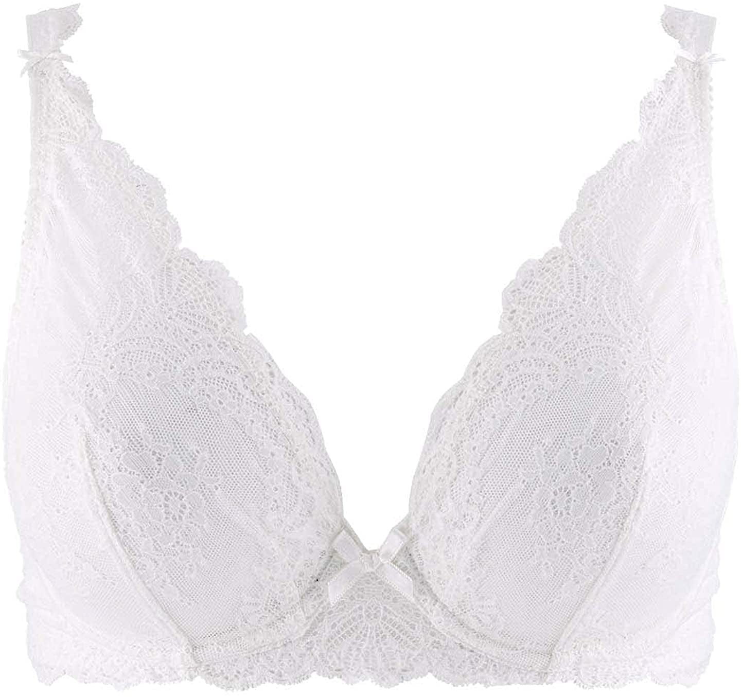 Women'S Danse Des Sens Plunging Triangle Bra White (Opale) / 38D