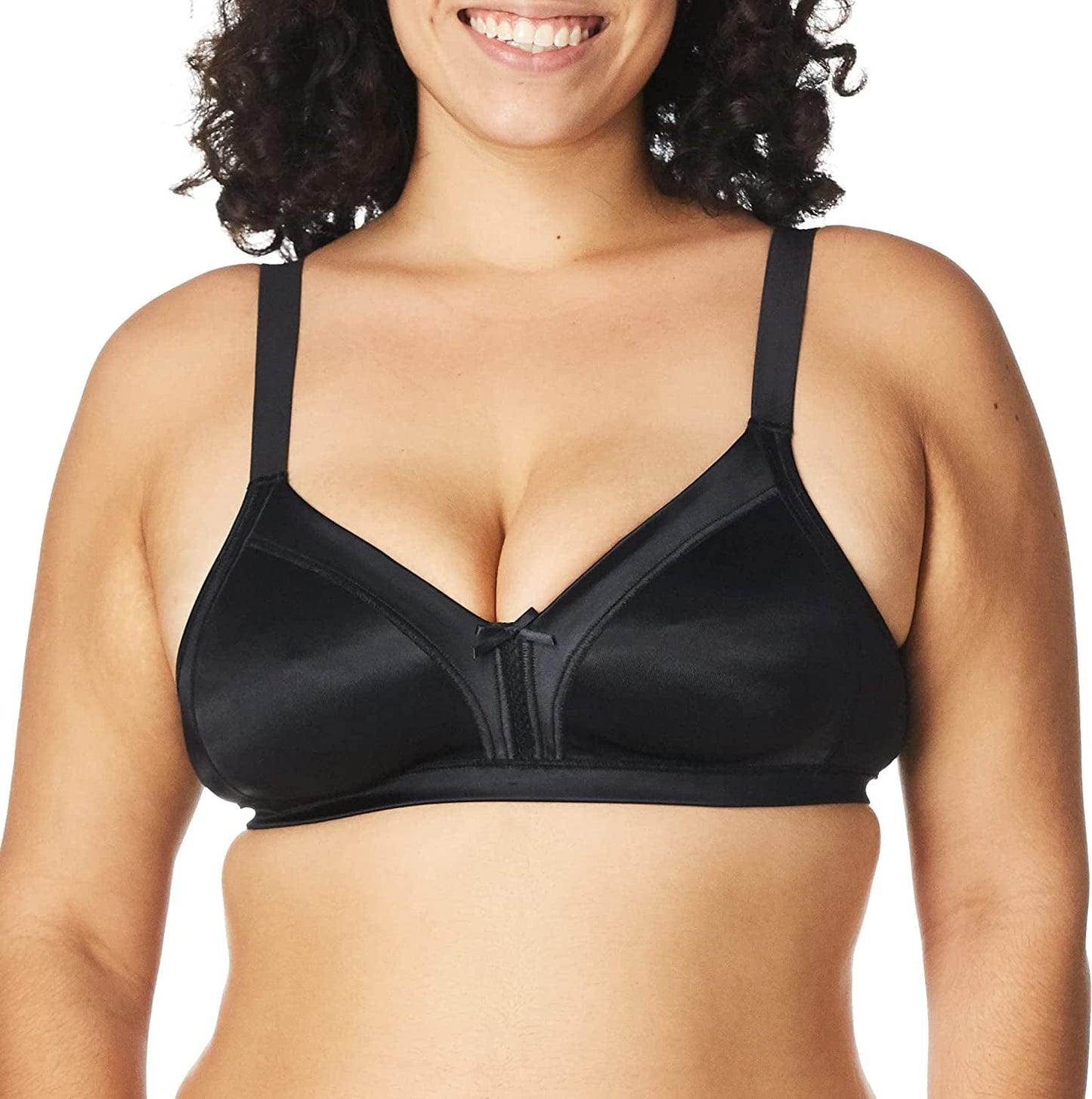 Women'S Double Support Wireless Soft Touch with Cool Comfort Bra DF0044 Black / 34C