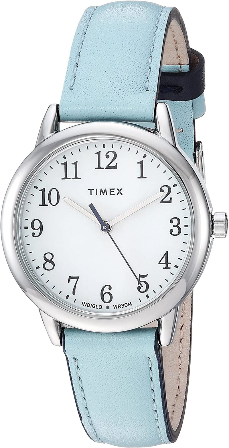 Women'S Easy Reader Leather Strap 30Mm Watch Blue/Silver