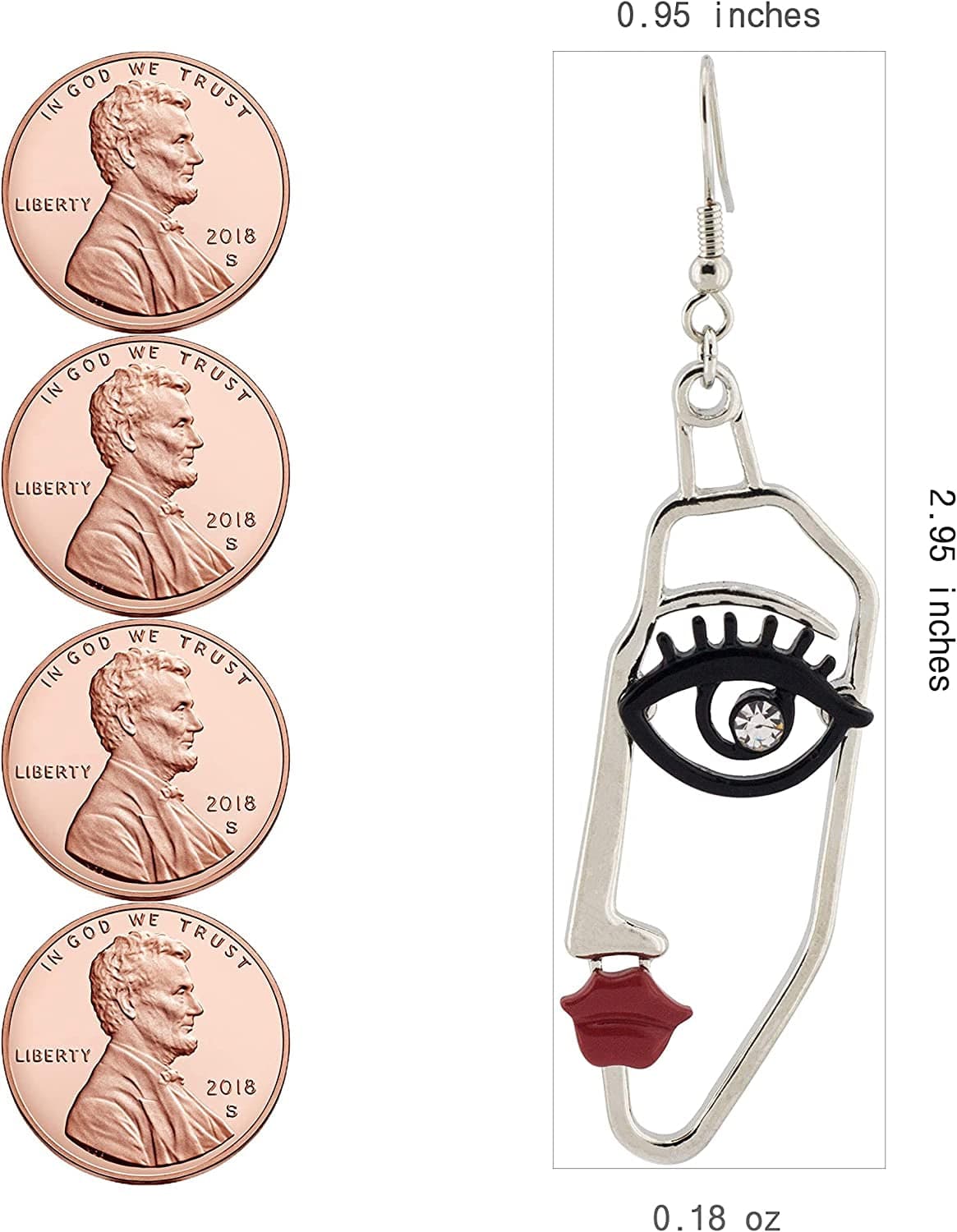 Women'S Face Statement Dangle Drop Earrings Silver