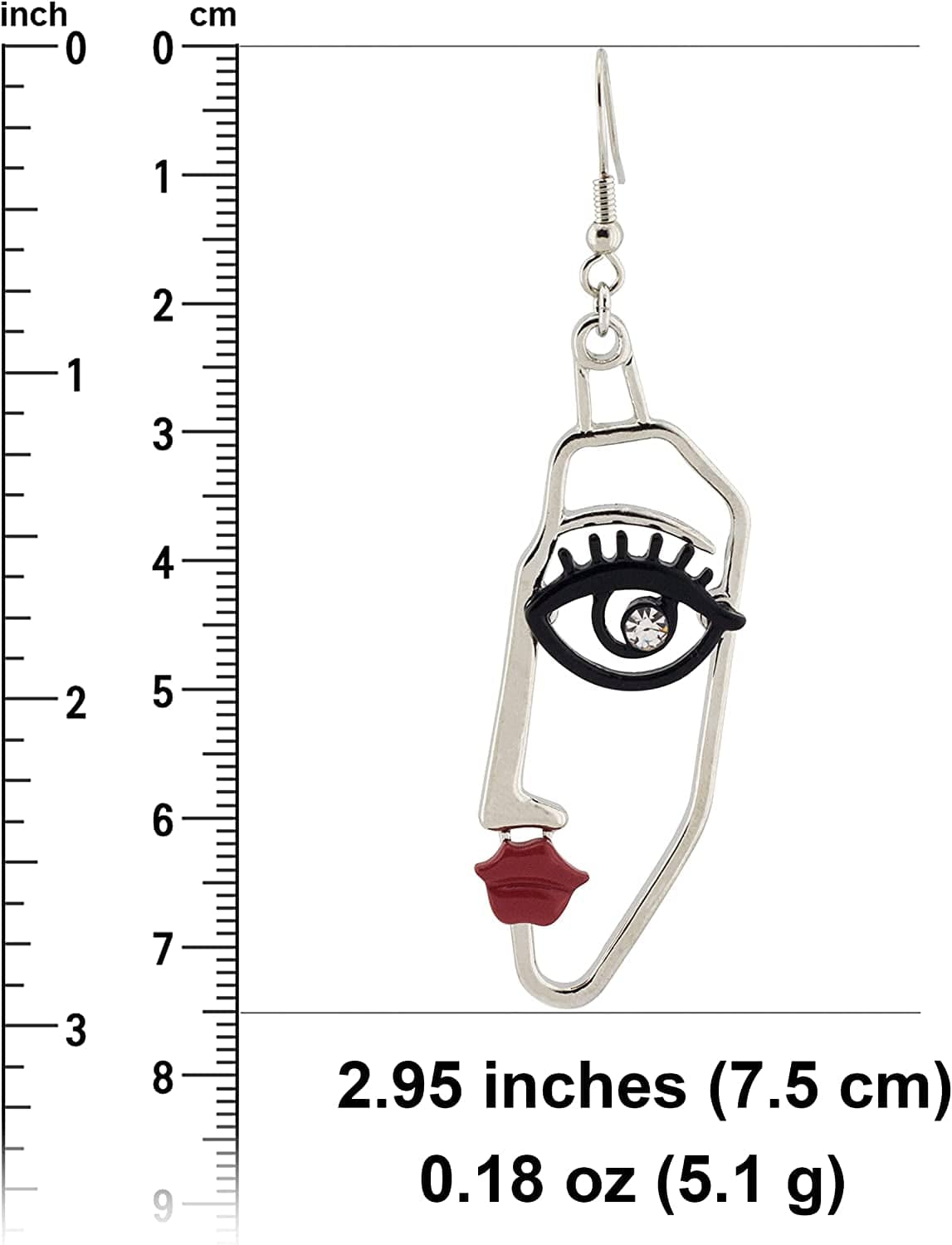 Women'S Face Statement Dangle Drop Earrings Silver