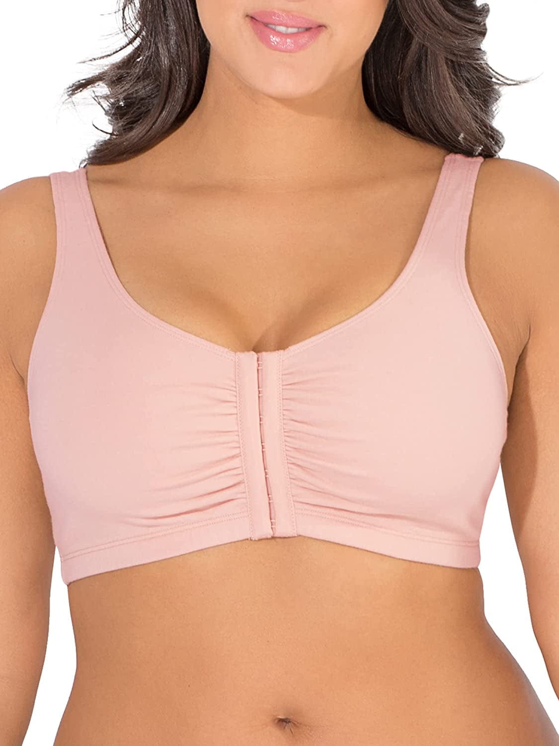Women'S Front Closure Cotton Bra Blushing Rose/Charcoal Heather 2-pack / 2 / 46