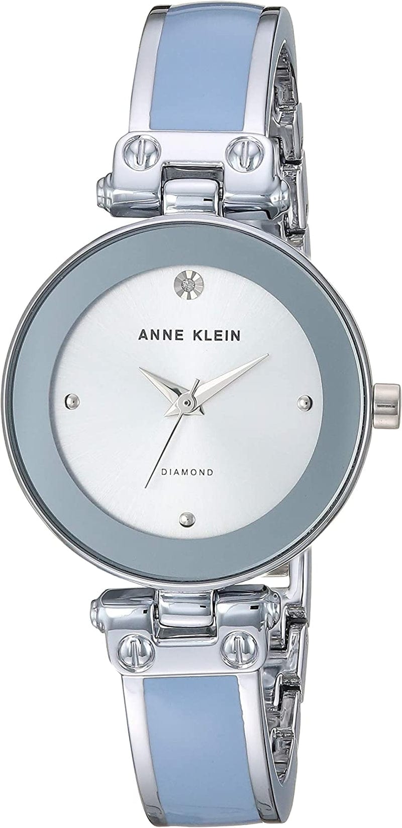 Women'S Genuine Diamond Dial Bangle Watch Blue/Silver