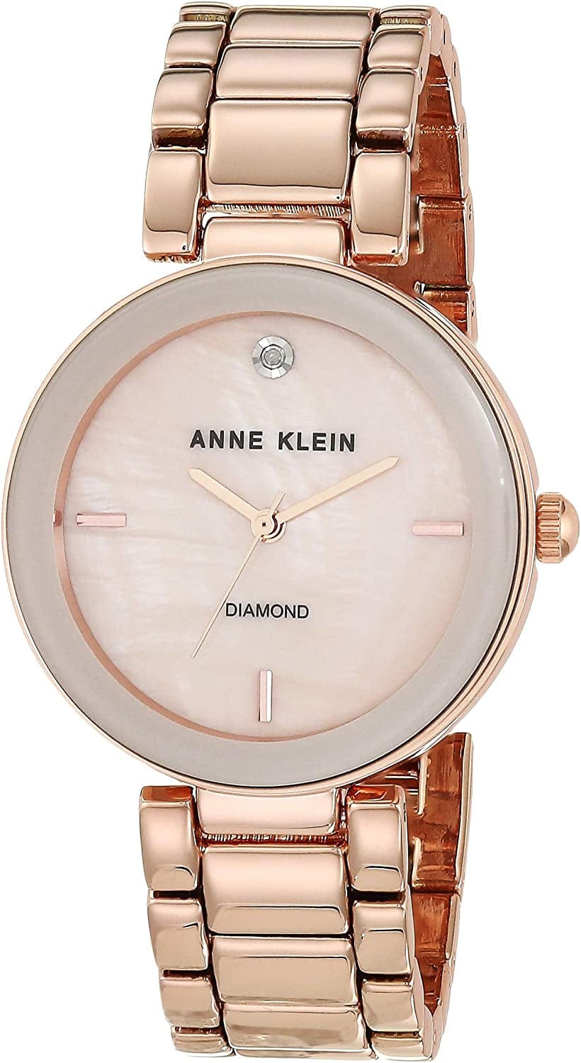Women'S Genuine Diamond Dial Bracelet Watch Rose Gold/Pink