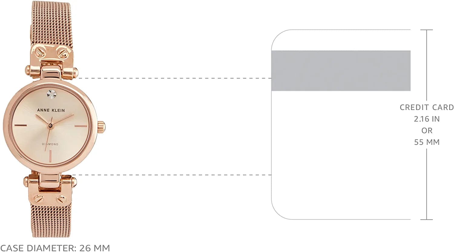 Women'S Genuine Diamond Dial Mesh Bracelet Watch