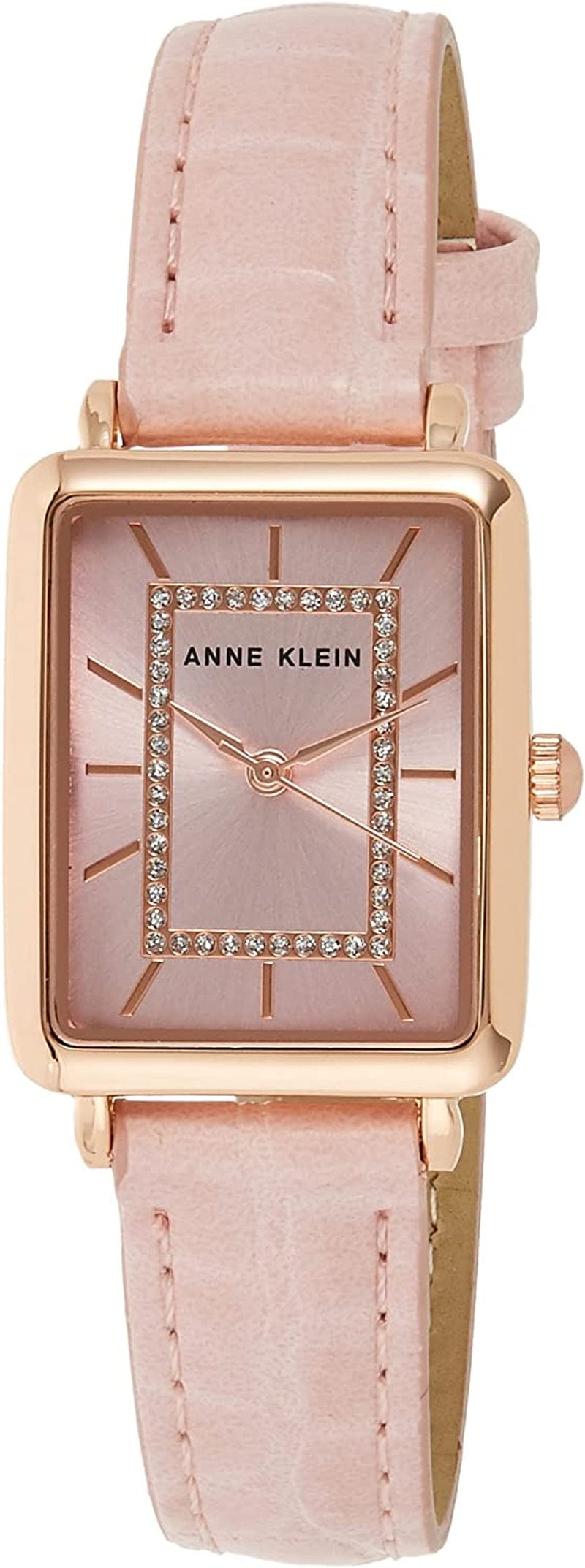 Women'S Glitter Accented Croco-Grain Strap Watch, AK/3820 Pink/Rose Gold