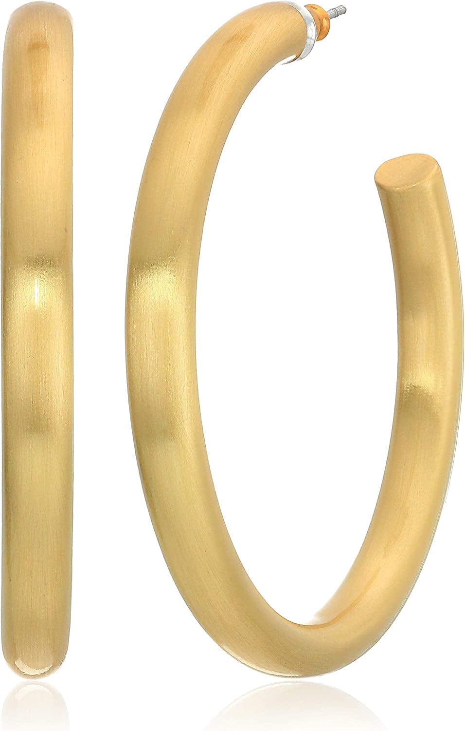 Women'S Gold Large Tubular Hoop Earrings, One Size