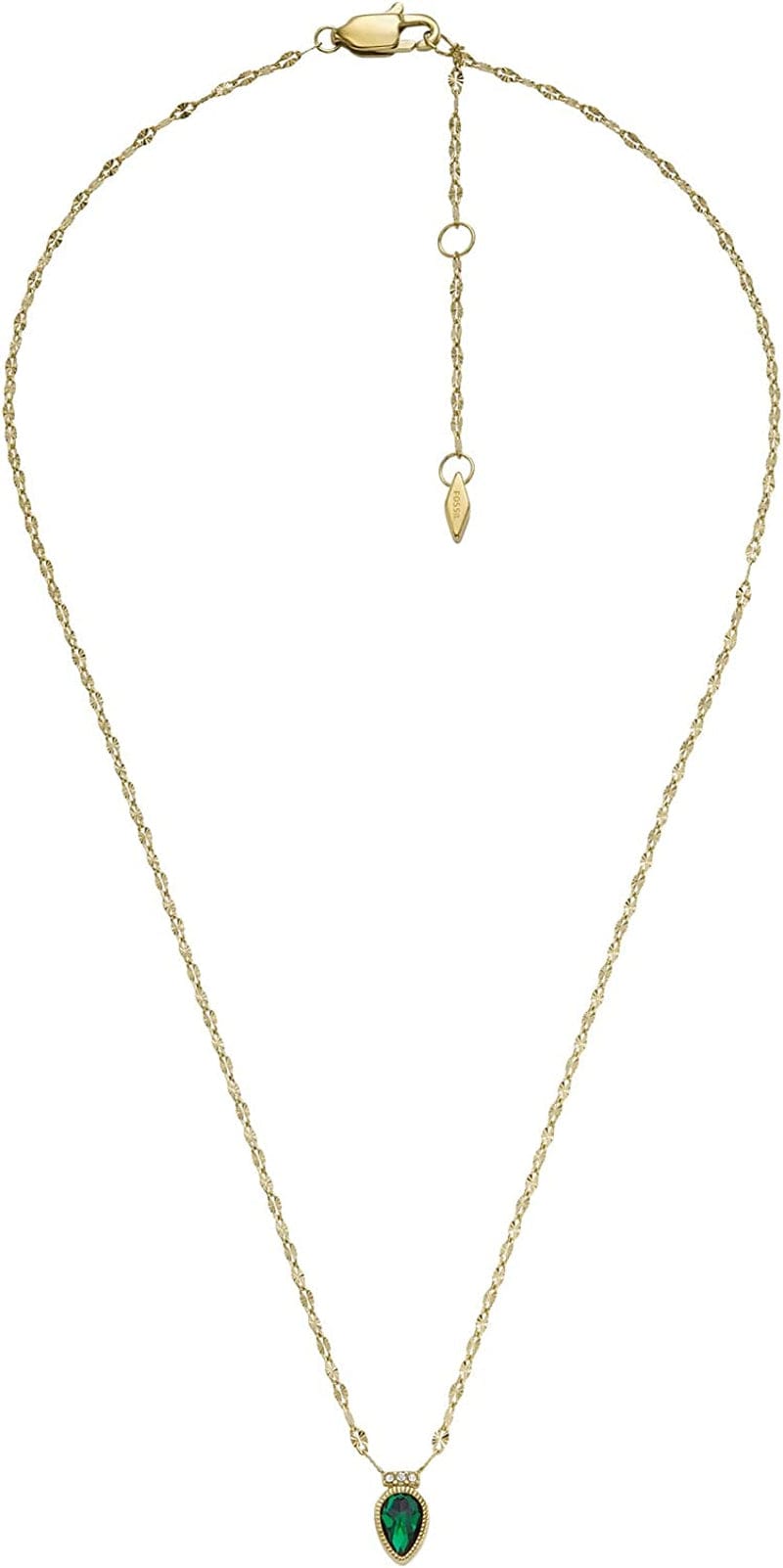 Women'S Gold-Tone Stainless Steel Pendant Chain Necklace Gold/Green Pendant