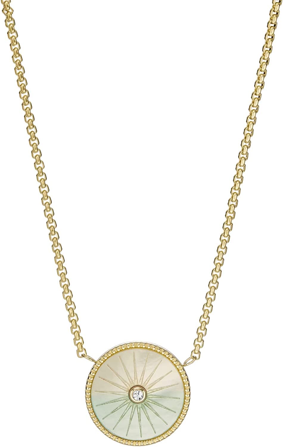 Women'S Gold-Tone Stainless Steel Pendant Chain Necklace Gold/Blue