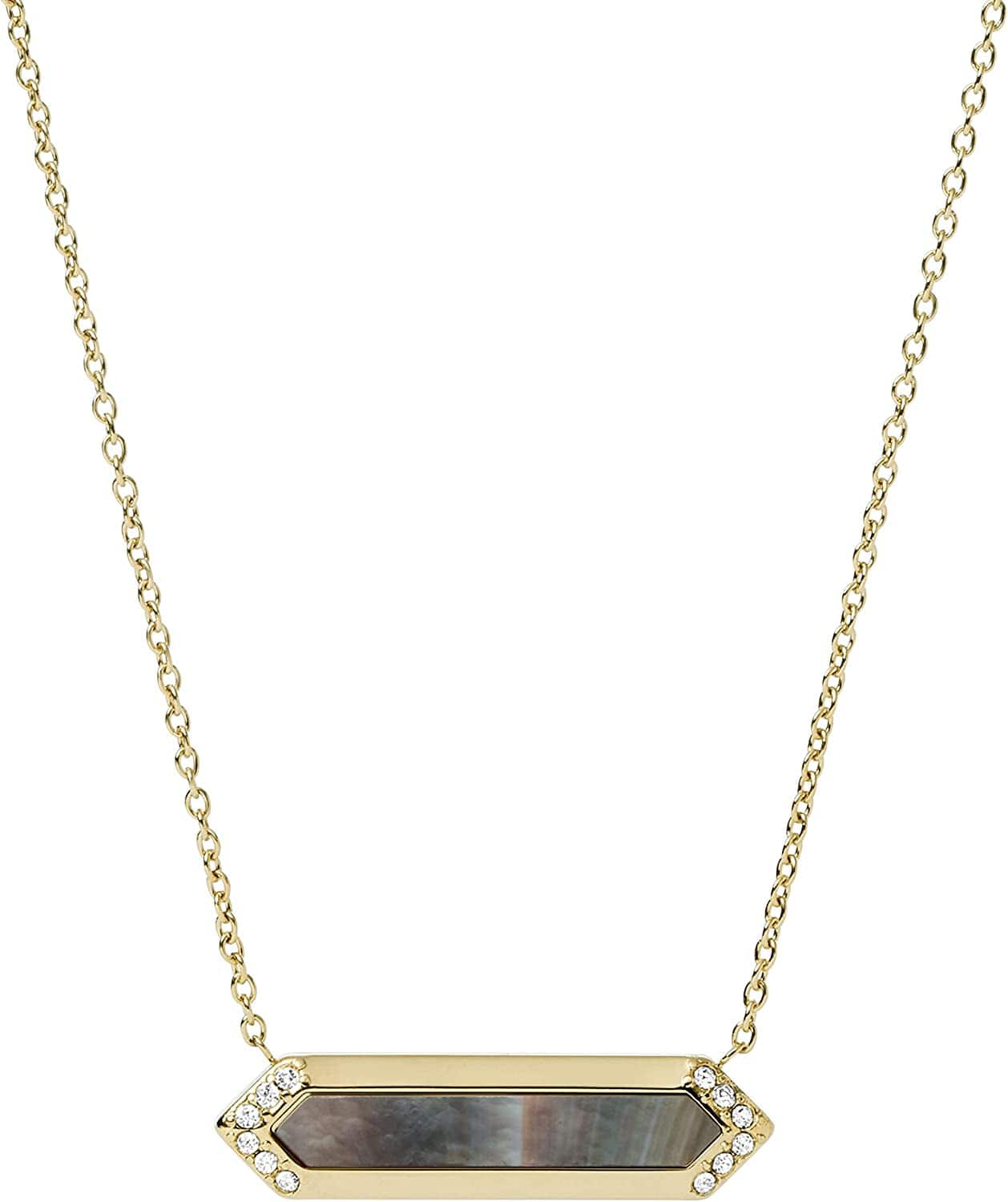 Women'S Gold-Tone Stainless Steel Pendant Chain Necklace Gold/Mother of Pearl Plaque