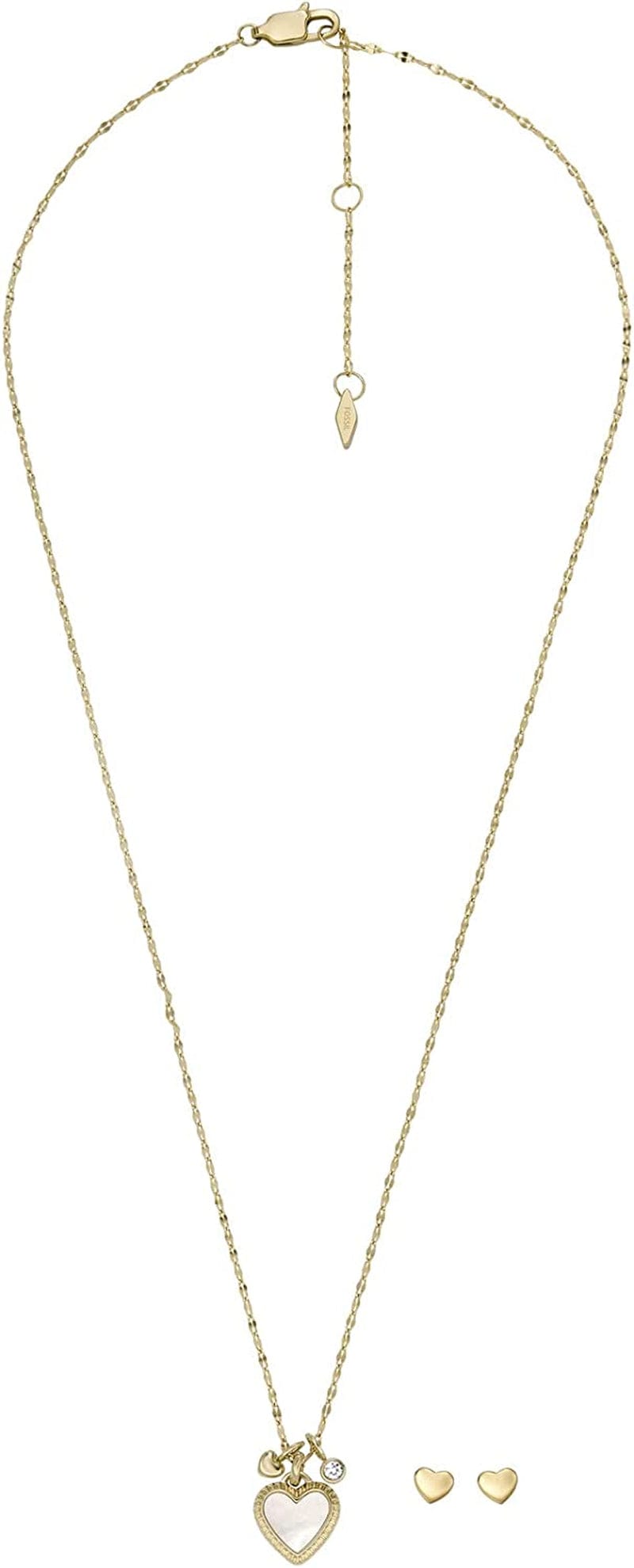 Women'S Gold-Tone Stainless Steel Pendant Chain Necklace Gold Heart Gift Set