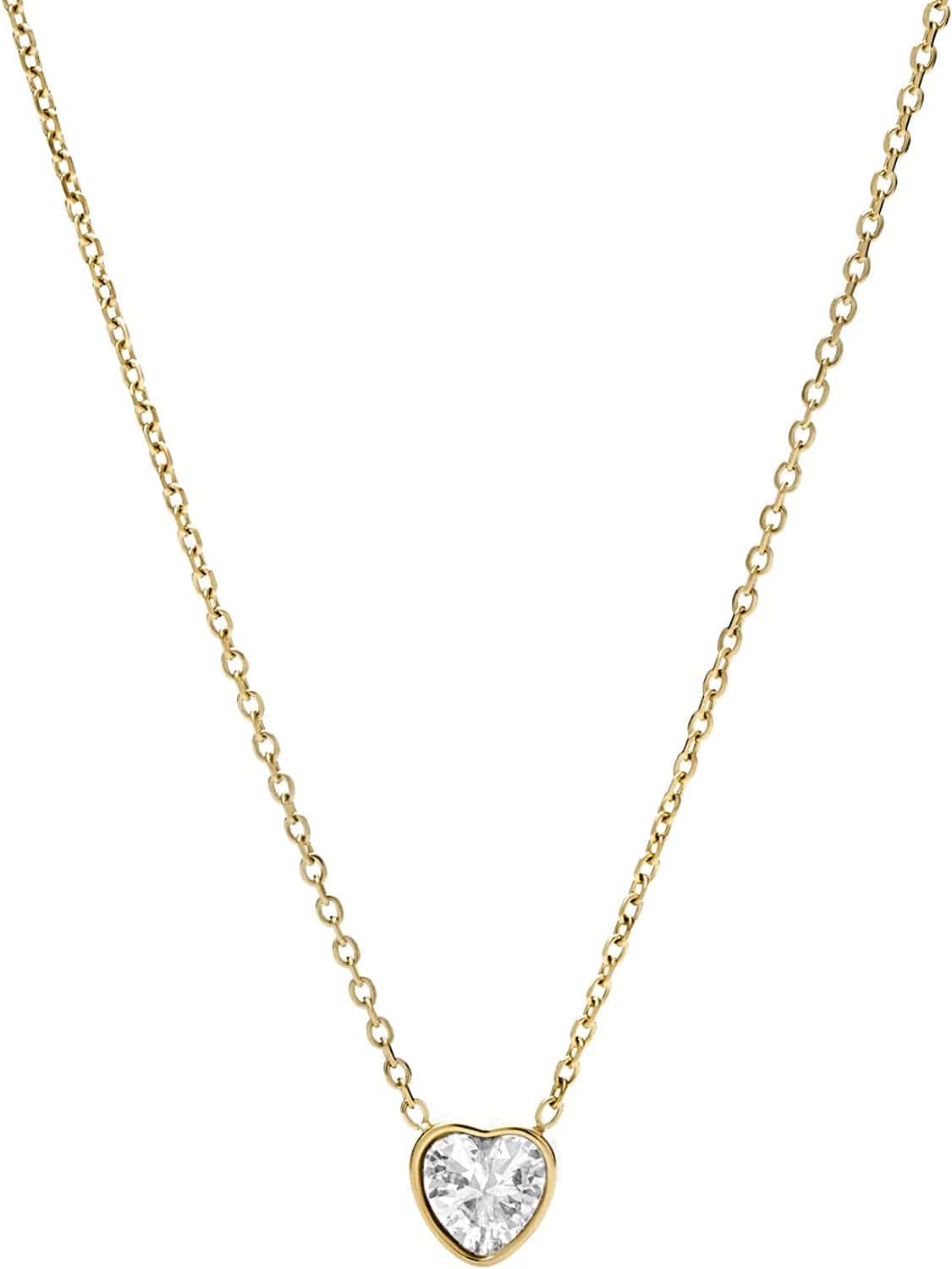 Women'S Gold-Tone Stainless Steel Pendant Chain Necklace Gold Glitz Heart