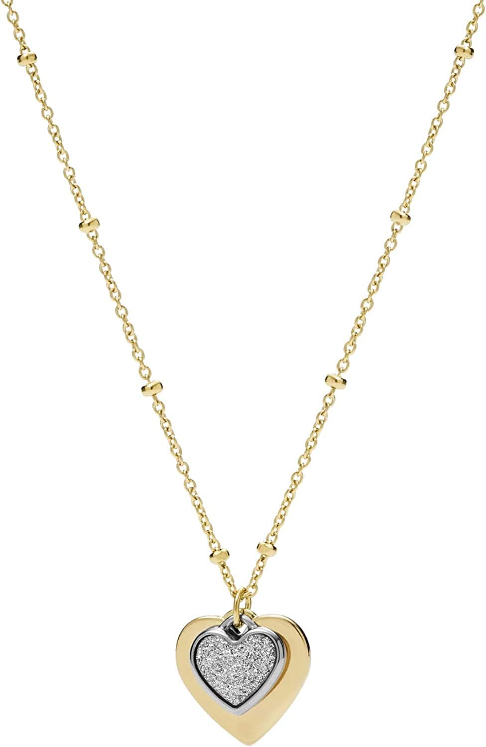 Women'S Gold-Tone Stainless Steel Pendant Chain Necklace Gold/Silver Heart