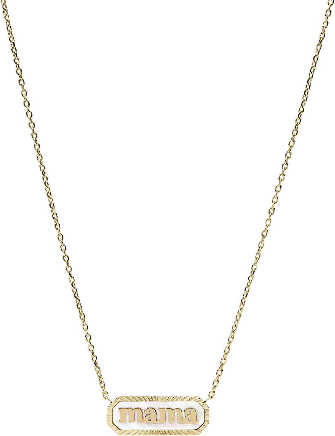 Women'S Gold-Tone Stainless Steel Pendant Chain Necklace Gold Mama Plaque