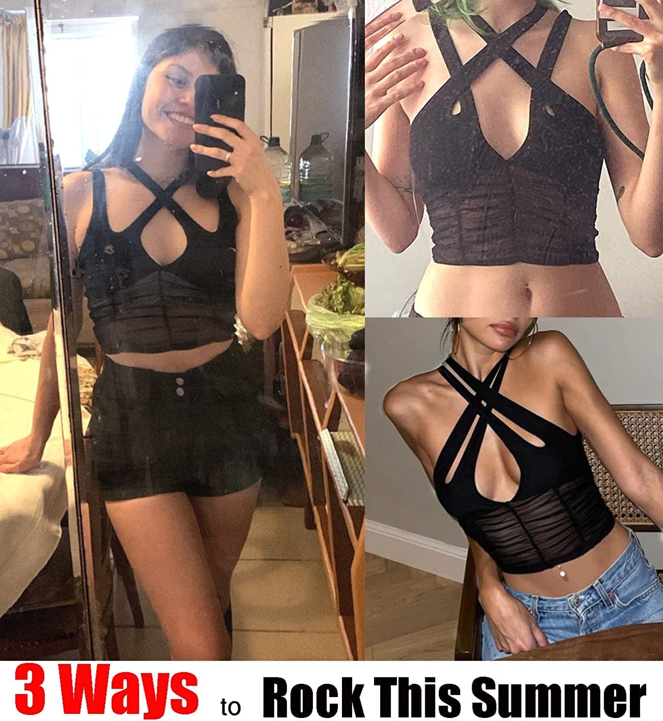 Women’S Halter Crop Top Y2K Ruched Corset Tank