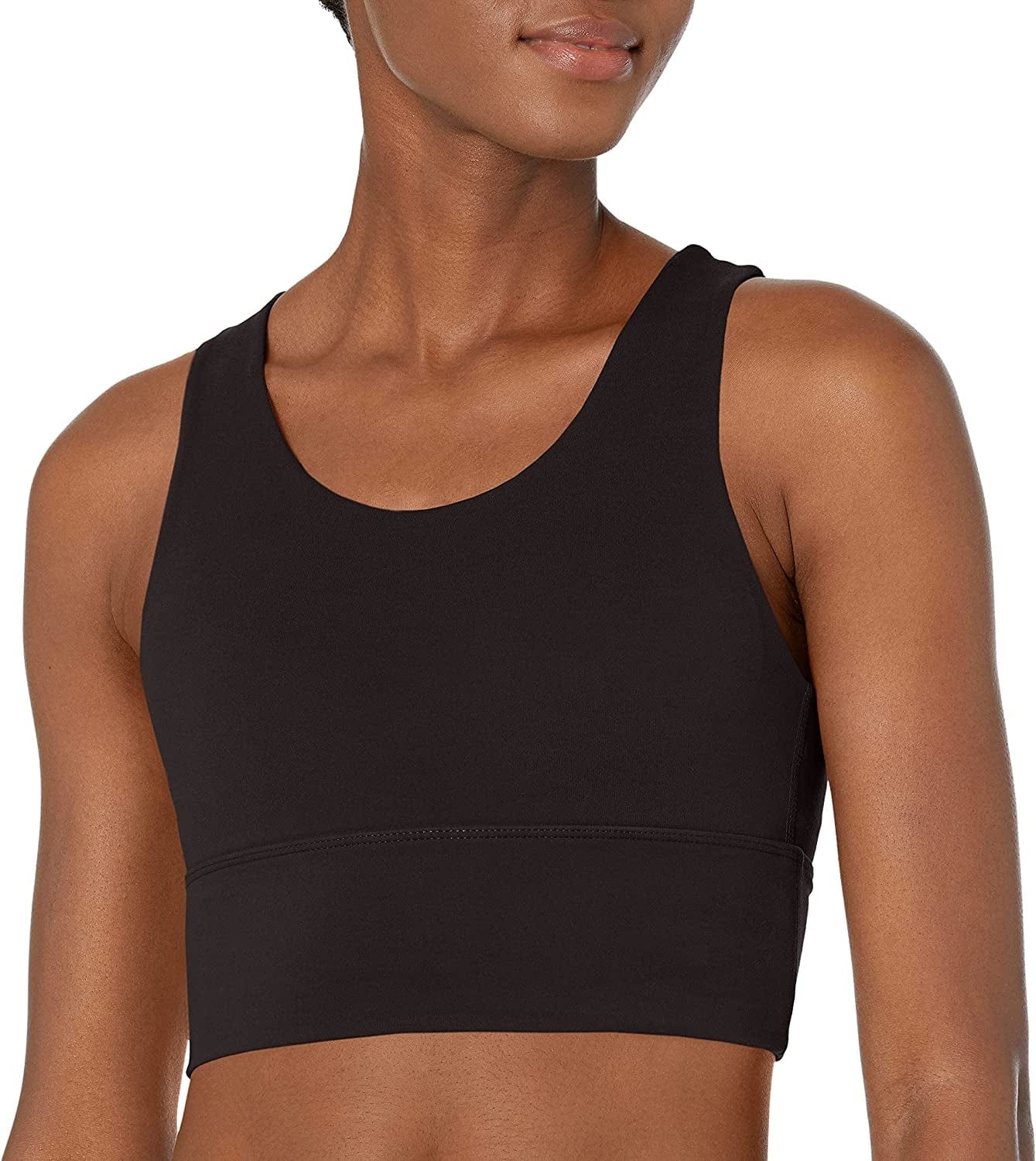 Women'S High Neck Full Coverage Sports Bra Deep Black / Medium