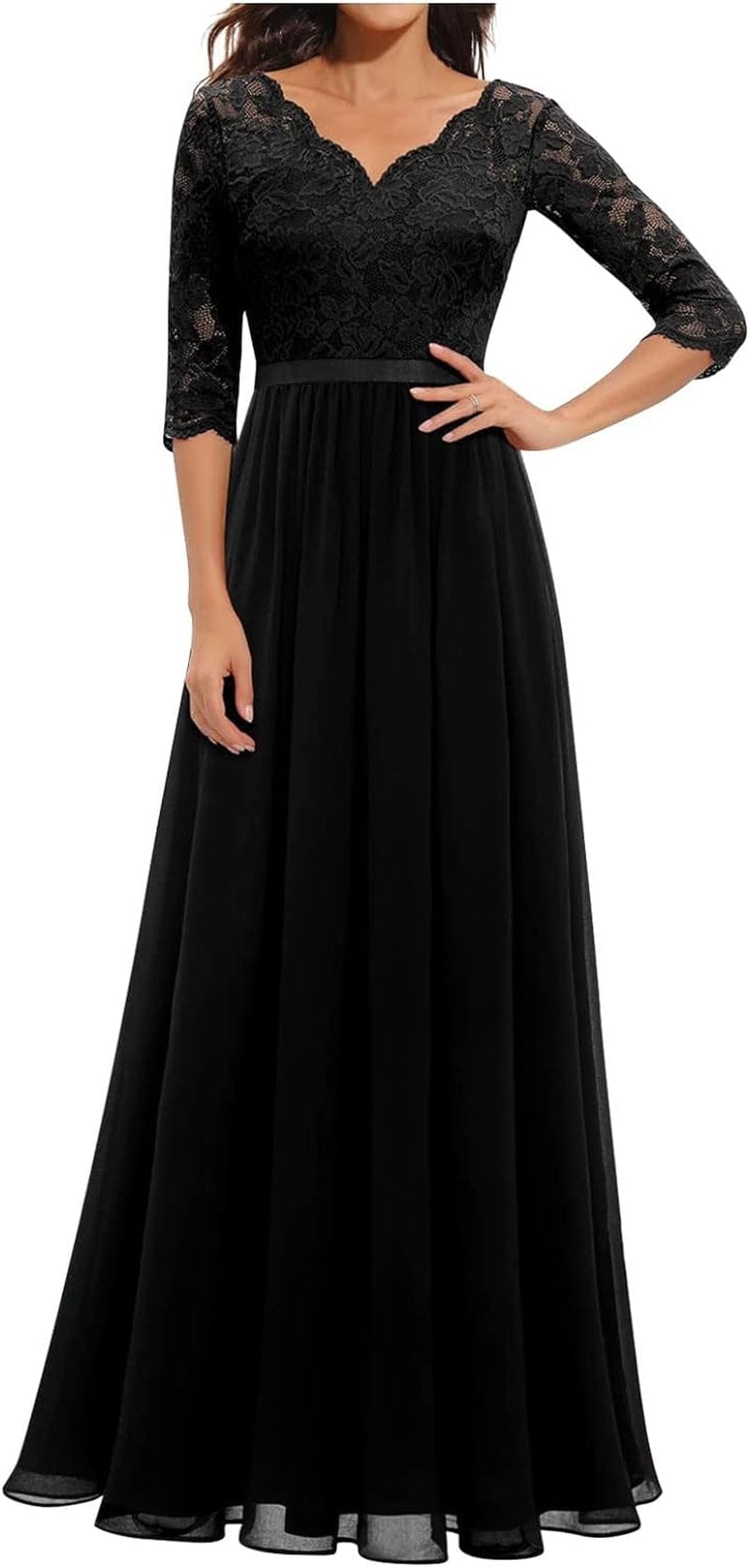 Women'S Homecoming Dresses Temperament Long Sleeve Casual Lace Stitching Solid Color Fall Dress, S-XL Black / Small