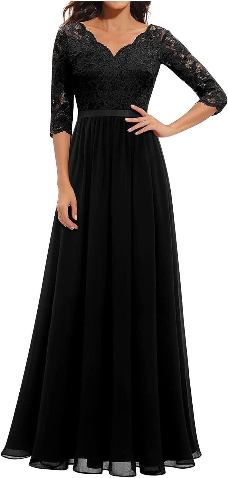 Women'S Homecoming Dresses Temperament Long Sleeve Casual Lace Stitching Solid Color Fall Dress, S-XL Black / Medium