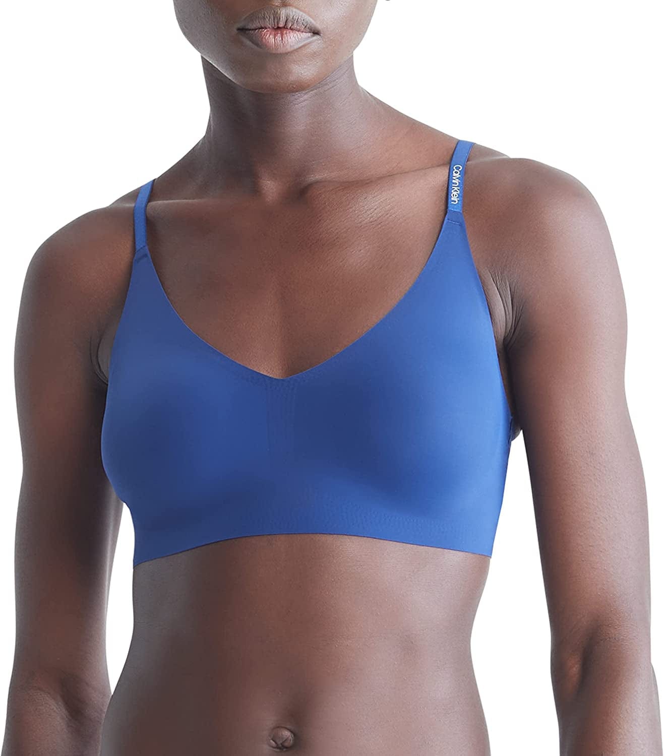 Women'S Invisibles Comfort Lightly Lined Seamless Wireless Triangle Bralette Bra Blue Depths / X-Small