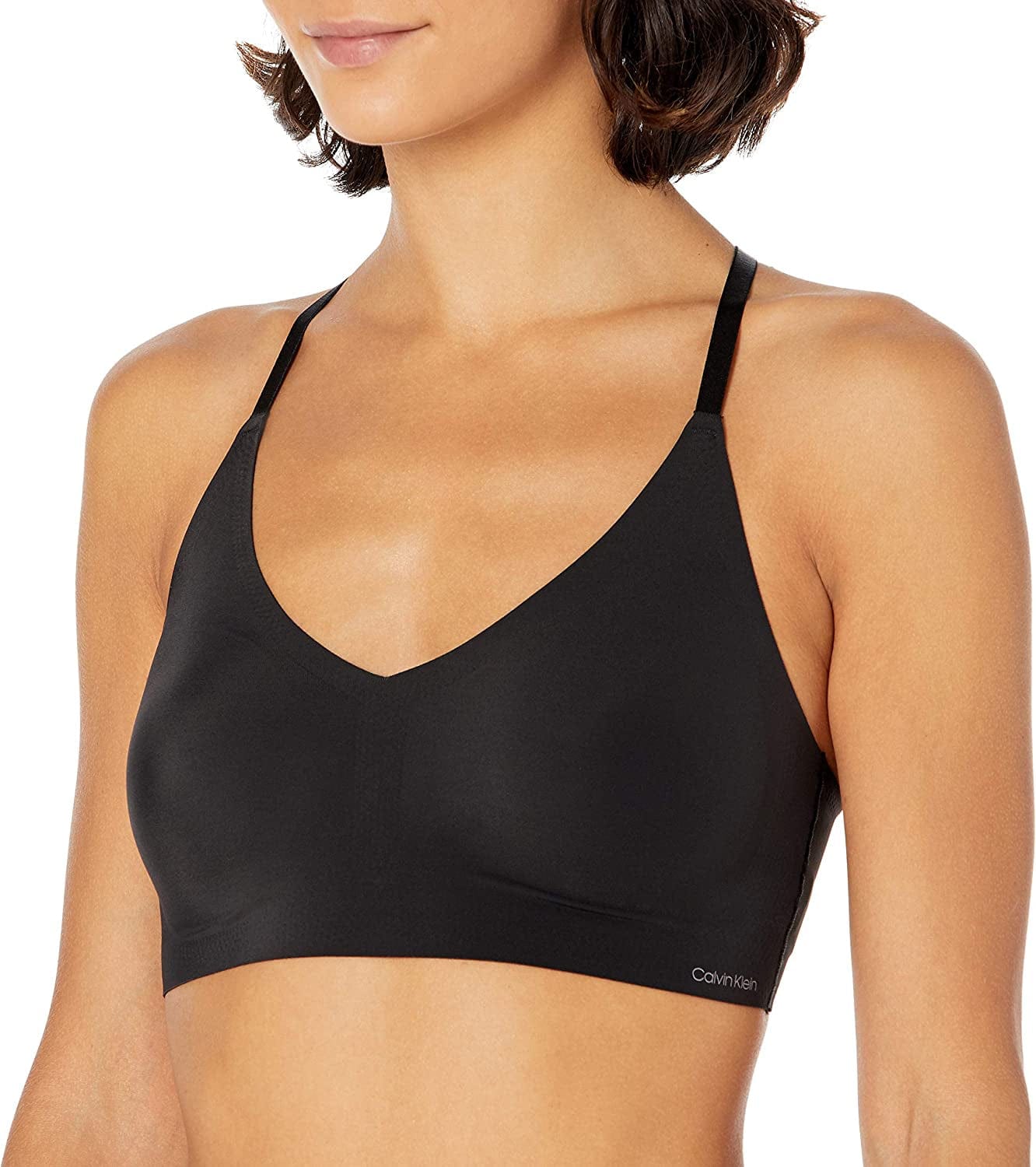 Women'S Invisibles Comfort Lightly Lined Seamless Wireless Triangle Bralette Bra Black Lace Racerback / X-Small