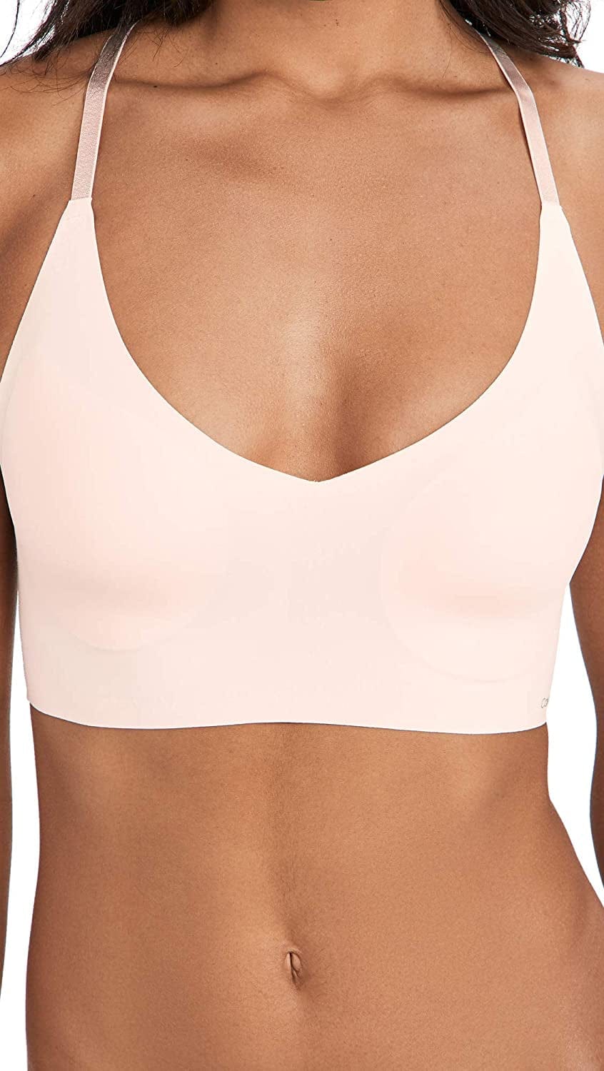 Women'S Invisibles Comfort Lightly Lined Seamless Wireless Triangle Bralette Bra Nymph's Thigh Lace Racerback / X-Small