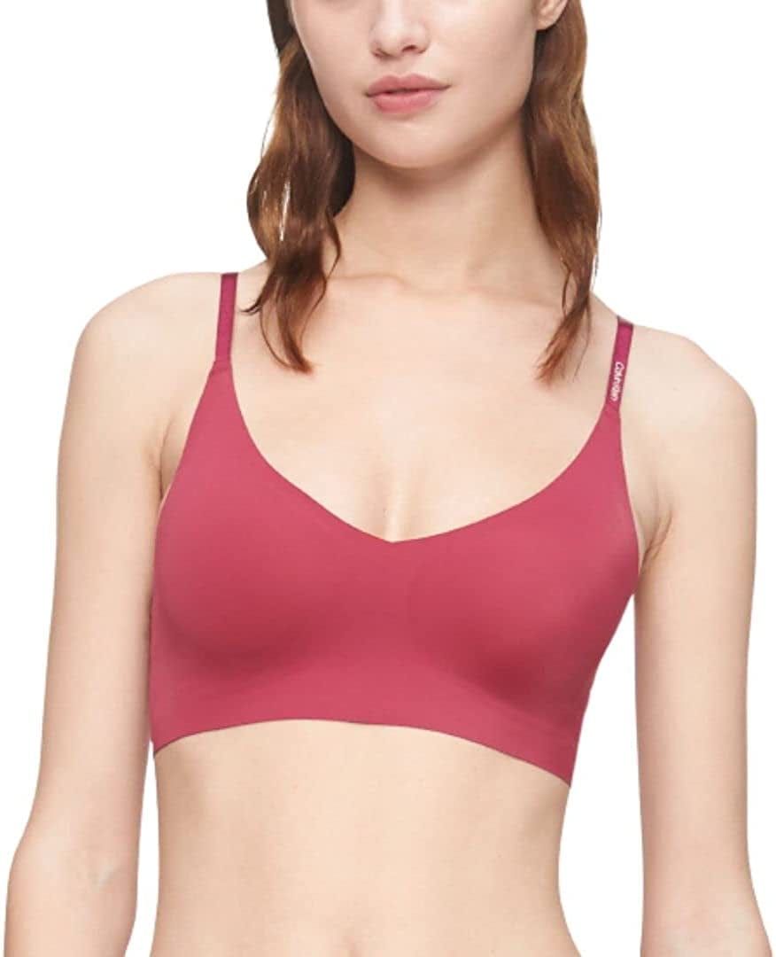 Women'S Invisibles Comfort Lightly Lined Seamless Wireless Triangle Bralette Bra Maroon / X-Small