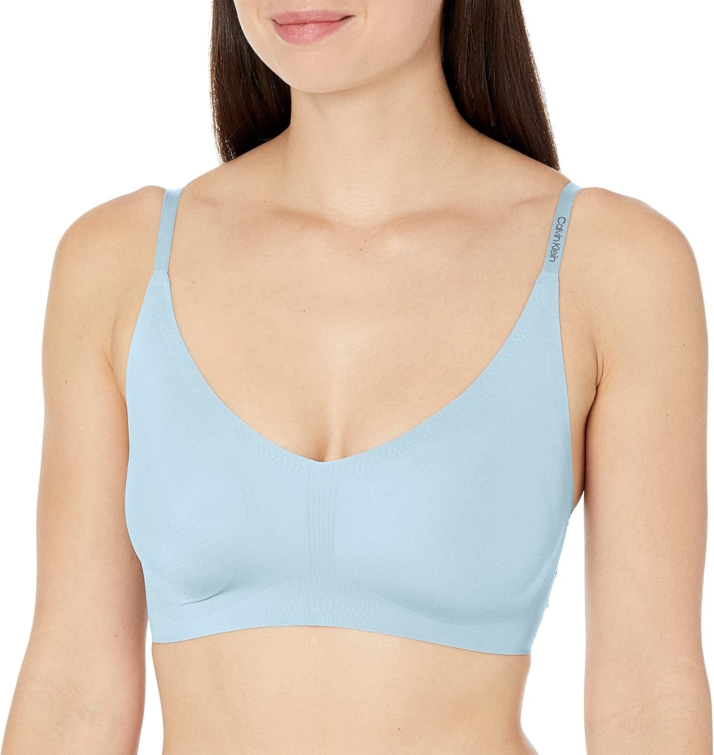 Women'S Invisibles Comfort Lightly Lined Seamless Wireless Triangle Bralette Bra Blue / X-Small