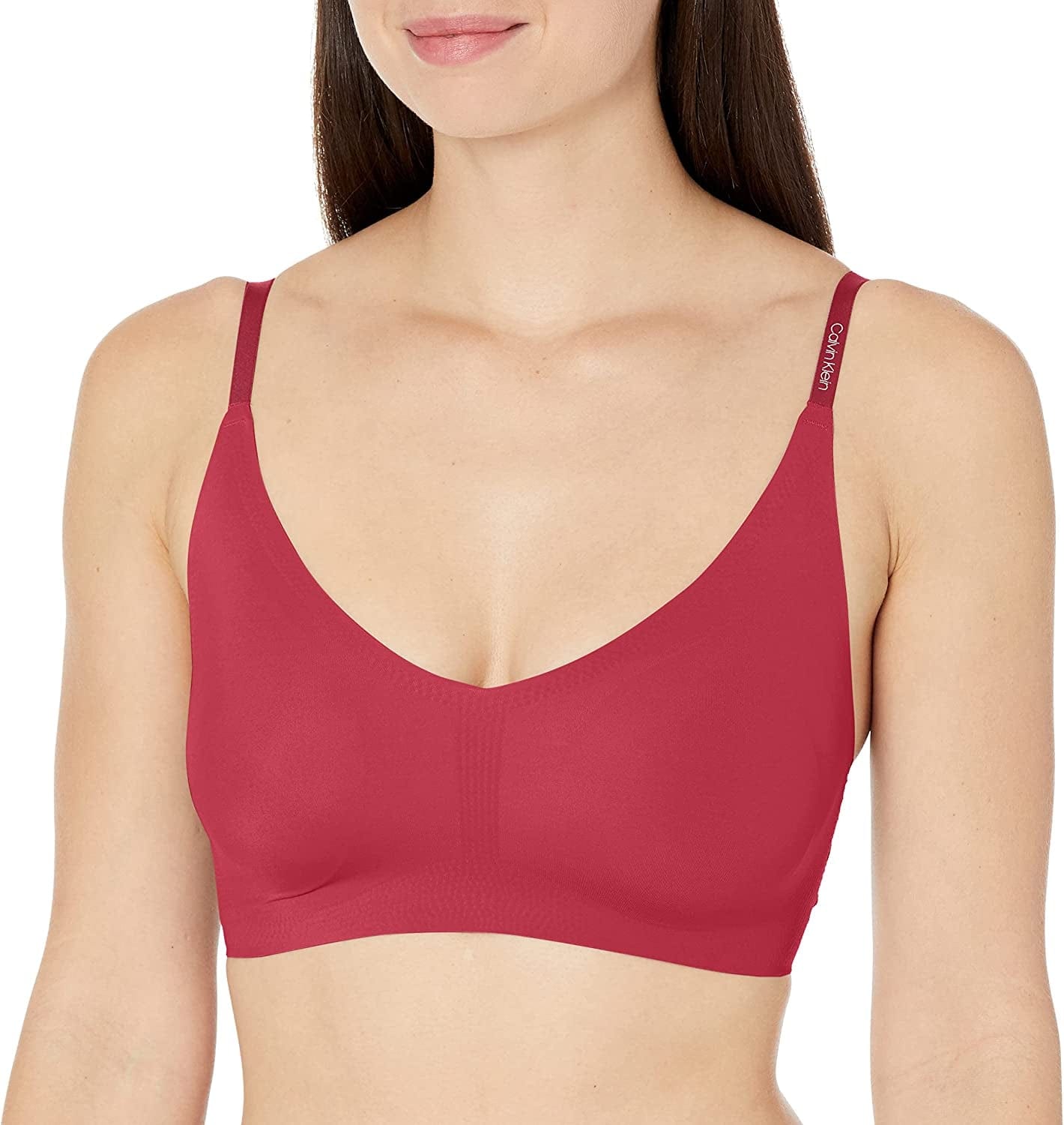 Women'S Invisibles Comfort Lightly Lined Seamless Wireless Triangle Bralette Bra Red Carpet / X-Small