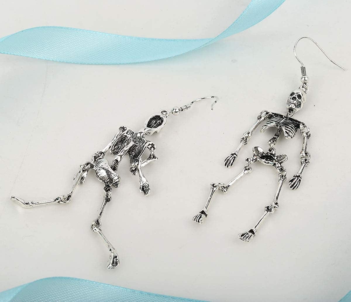 Women'S Jointed Skeleton Dangle Long Earrings - 3-1/2 Inch - Ultra Light - Lead & Nickle Free - Halloween Costume Accessories