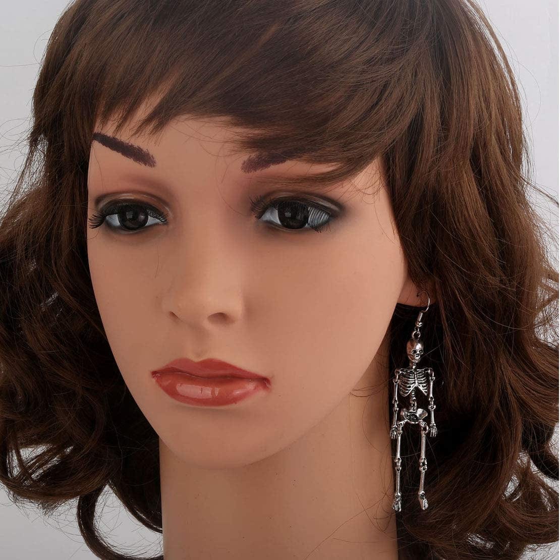 Women'S Jointed Skeleton Dangle Long Earrings - 3-1/2 Inch - Ultra Light - Lead & Nickle Free - Halloween Costume Accessories